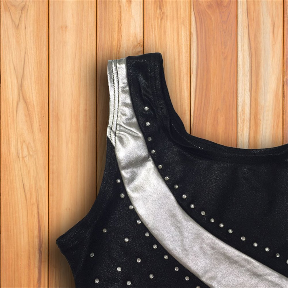 Girls Shiny Stripes Metallic Athletic Ballet Dance Tank Gymnastics Leotard - Performance Outfit for Ballet, Gymnastics & Dance Competitions