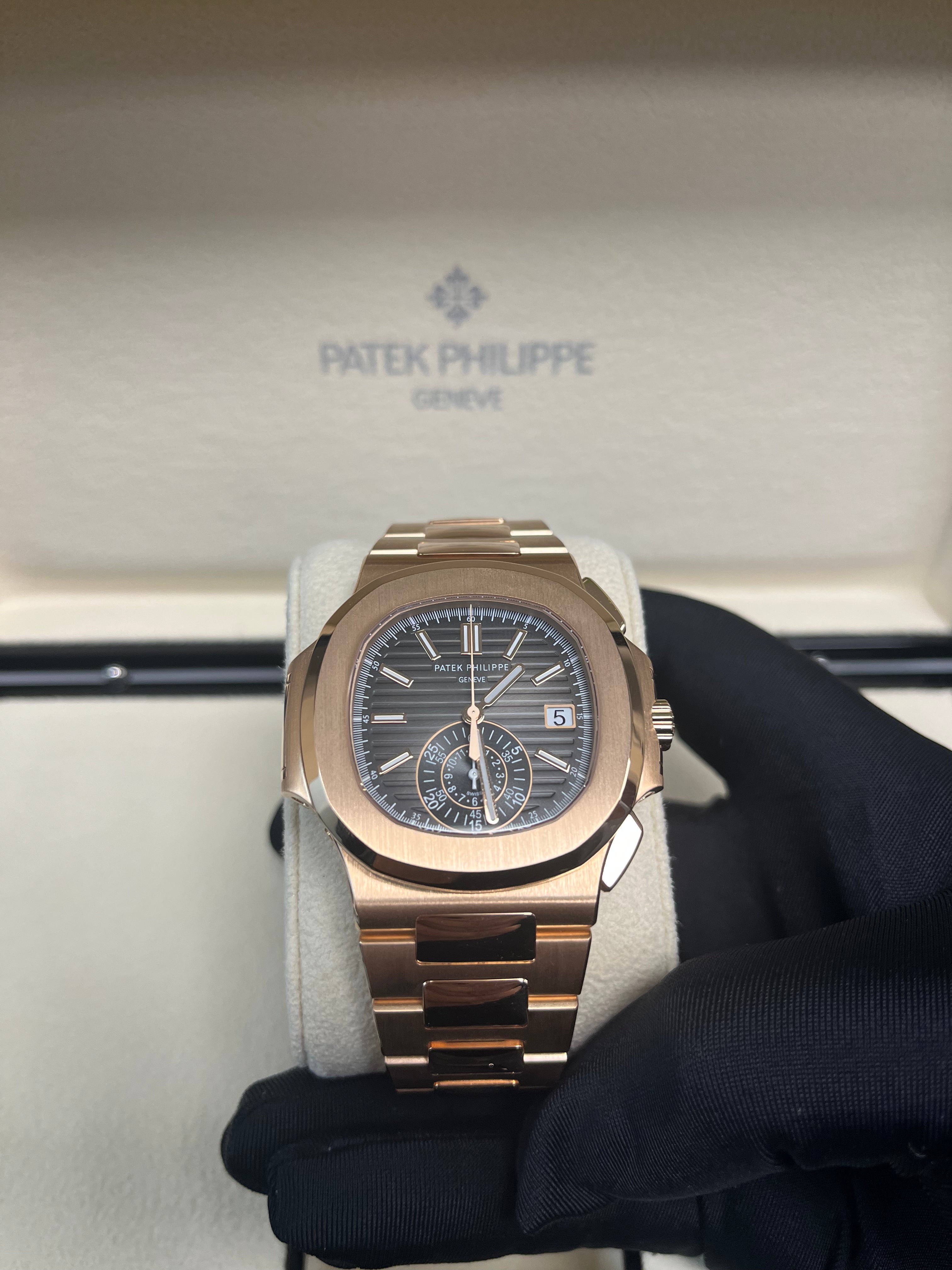 Patek Philippe Nautilus Rose Gold Watch with Black Gradient Dial - Ref#5980/1R 001 - Luxury Swiss Timepiece for Men, Business Meetings & Special Occasions