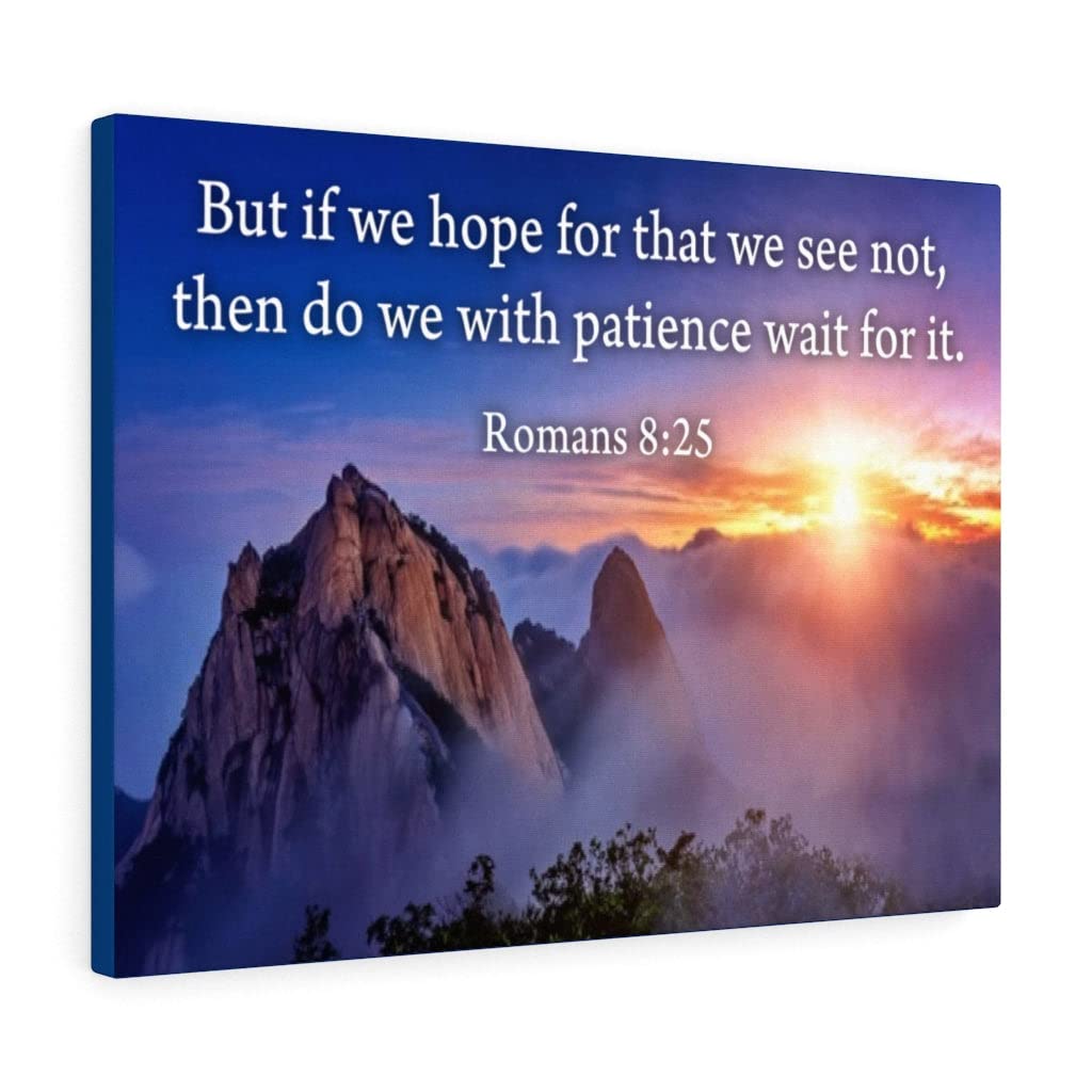 Christian Wall Art with Bible Verse - Romans 8:25 Scripture Print, Ready to Hang Home Decor for Living Room, Bedroom & Office | Inspirational Gift for Weddings, Baptisms & Housewarmings