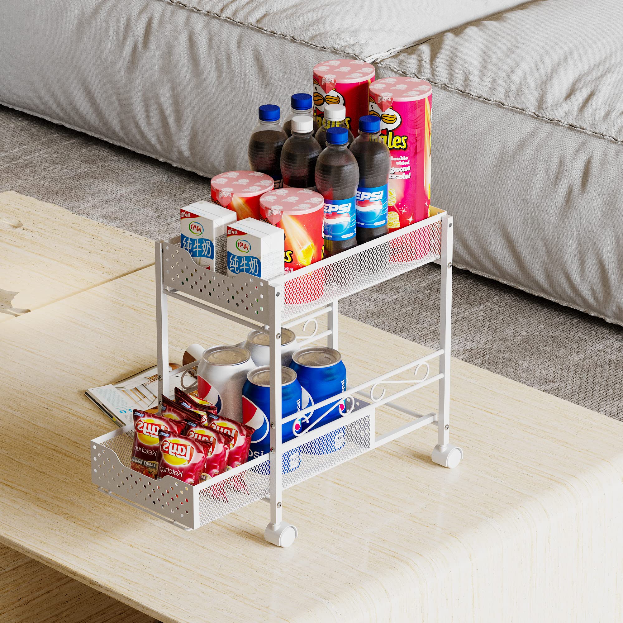 2-Pack 2-Tier Under Sink Organizer with Sliding Drawer - Space Saving Storage Solution for Kitchen & Bathroom Cabinets - Perfect for Organizing Cleaning Supplies, Cosmetics and Toiletries - Black
