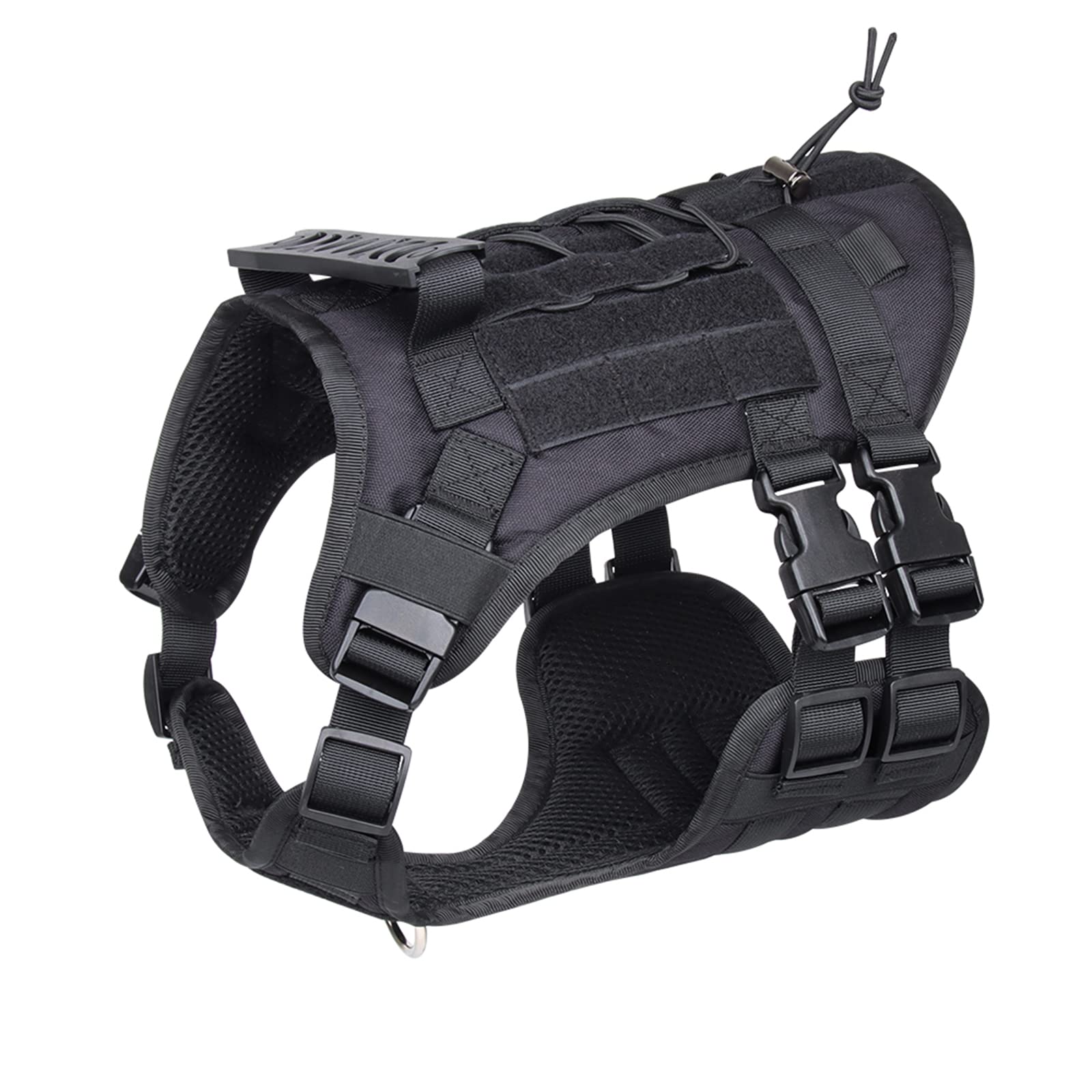 Tactical No-Pull Dog Harness for Large & Medium Dogs - Military Service Vest with MOLLE Panel & Handle - Perfect for Hiking, Training, Hunting & Walking (Size L, Black) | Durable Outdoor Adventure Gear for Active Pets