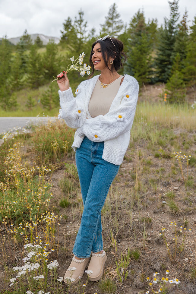 Ivory Floral Applique Cardigan for Women - Elegant Lace Knit Sweater | Perfect for Weddings, Parties & Casual Outings