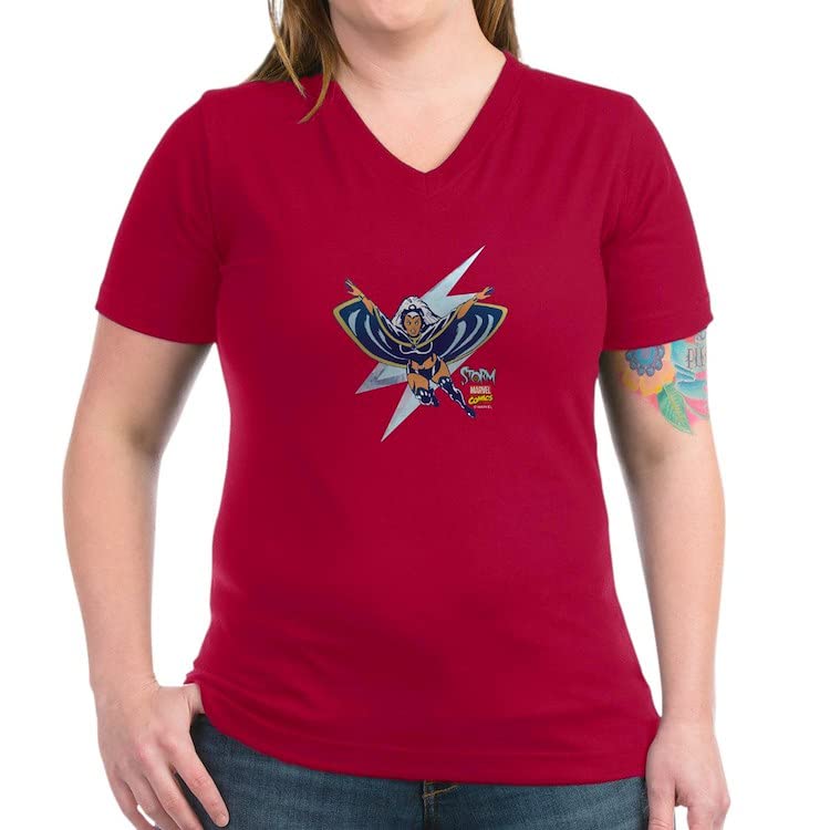 Storm Lightning Women's V-Neck Dark T-Shirt | Graphic Tee for Women | Casual & Streetwear Fashion | Perfect for Concerts, Parties & Everyday Wear