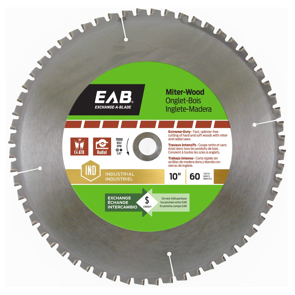 10-Inch 60T Finishing Miter Saw Blade - Industrial Grade, Recyclable & Interchangeable - Perfect for Woodworking, Trim Work & Fine Finish Cuts