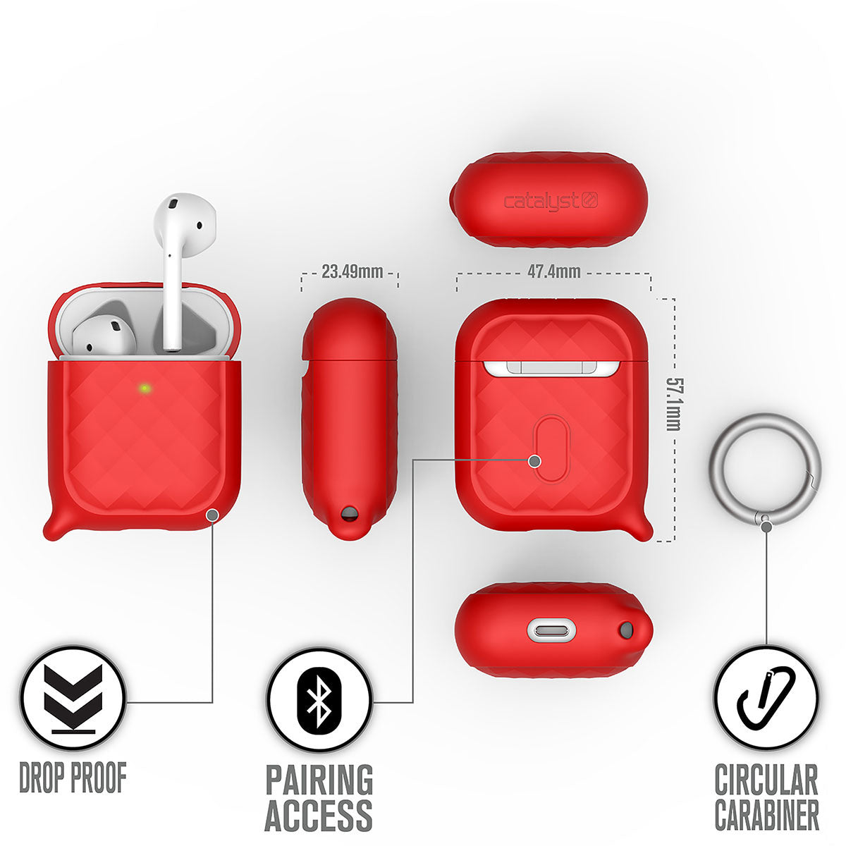 Premium AirPods 1st & 2nd Gen Protective Case with Carabiner Clip - Durable Cover for Apple Wireless Earbuds - Perfect for Gym, Travel & Outdoor Activities