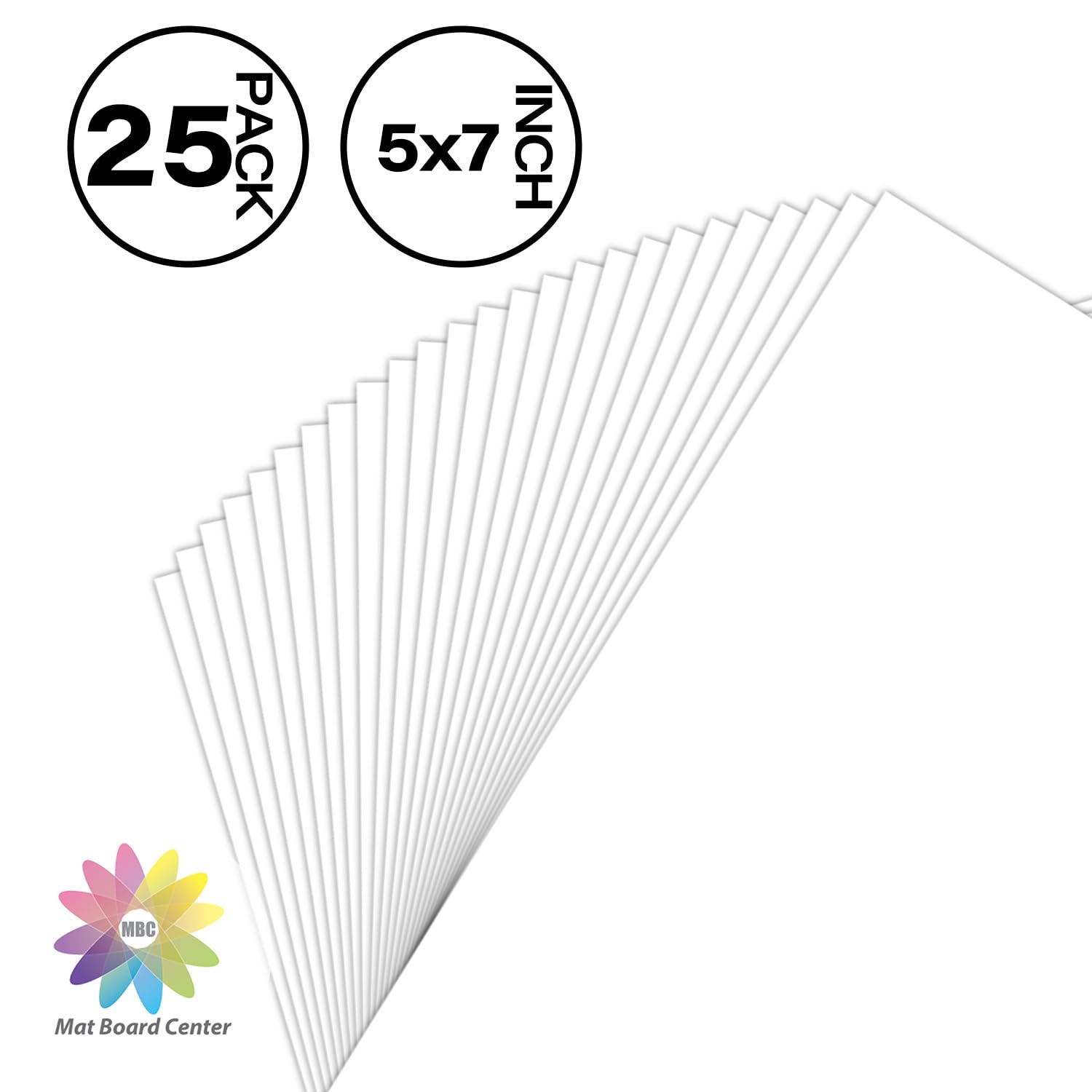 25-Pack 5x7 White Mat Board Center - 4-Ply Thickness Backing Boards for Picture, Photo & Framing Support | Perfect for Art Displays, Scrapbooking & Professional Framing Projects