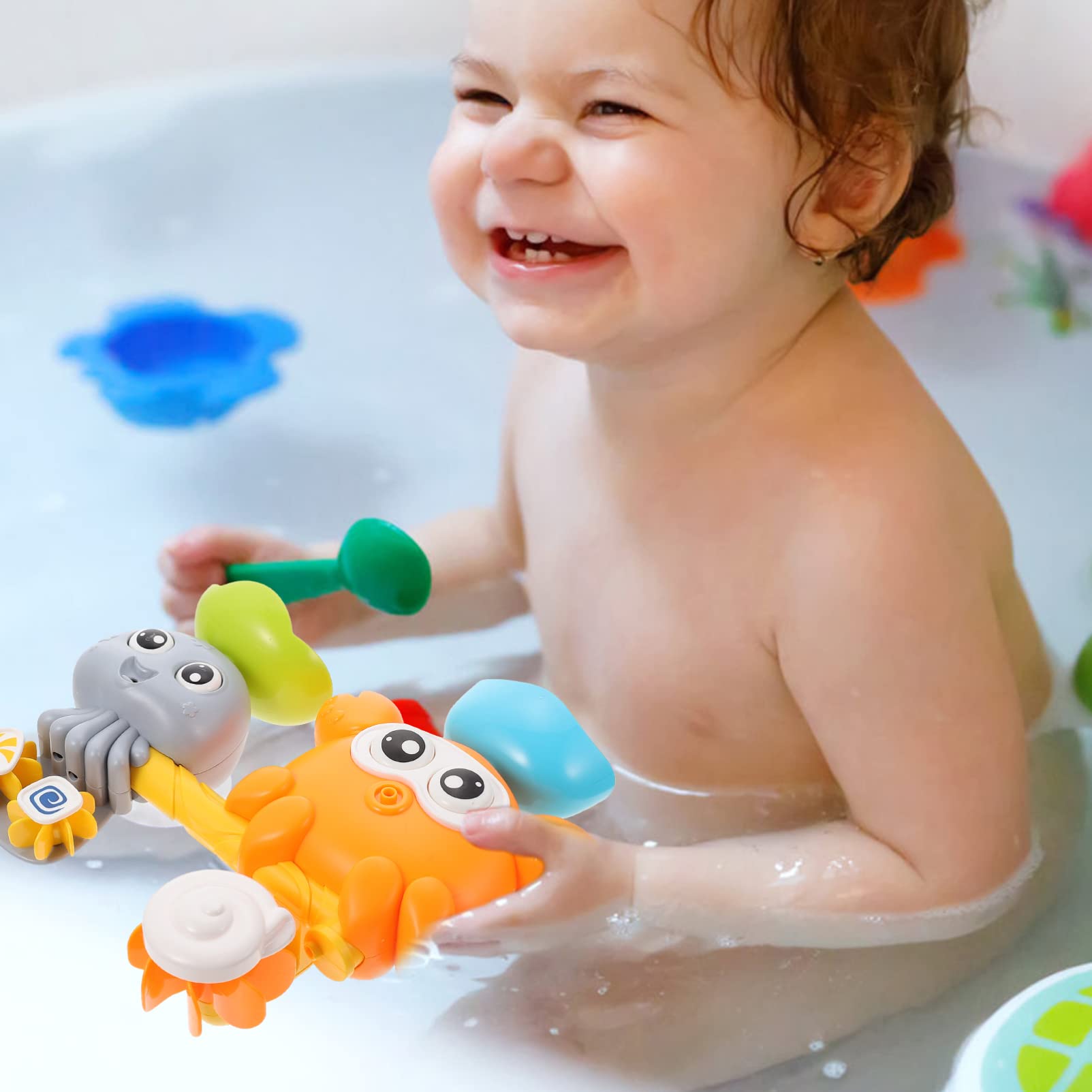 VICASKY 2-Pack Water Toys for Bathtub - Fun Bath Toys for Kids, Floating Squeeze Toys for Baby Toddler Bath Time Play - Perfect for Sensory Play, Bath Time Fun & Early Learning Development