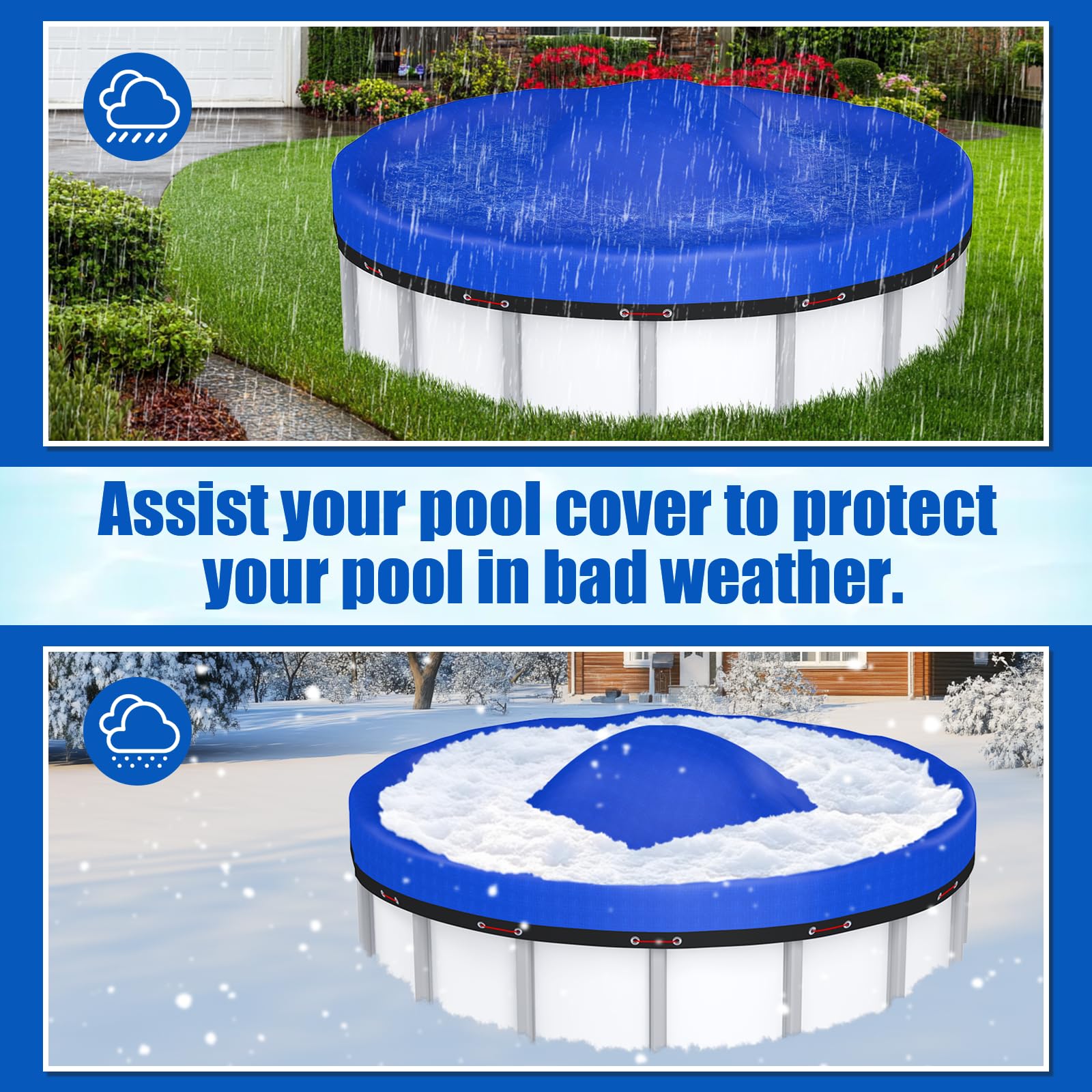 4 x 4 ft Winter Pool Cover Pillow for Above Ground Pools - 0.4mm Thick Air Pillow for Winterizing & Closing Kit (1 Piece) - Prevents Ice Damage & Extends Pool Cover Life
