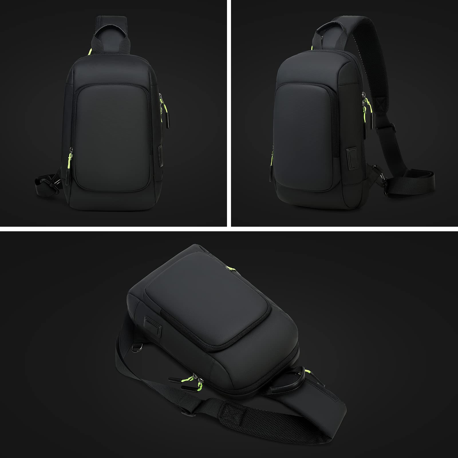 Waterproof Crossbody Sling Bag for Men with USB Charging Port - Lightweight Casual Daypack for Travel, Hiking & Daily Commute