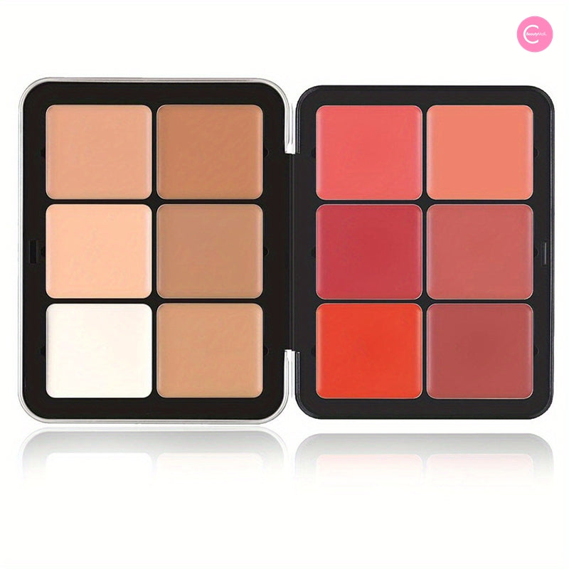 CARLA SECRET 12 Color Blush & Concealer Palette - Creamy Contour, Highlight & Conceal Makeup Kit for All Skin Tones - Perfect for Professional Makeup Artists & Everyday Beauty Looks