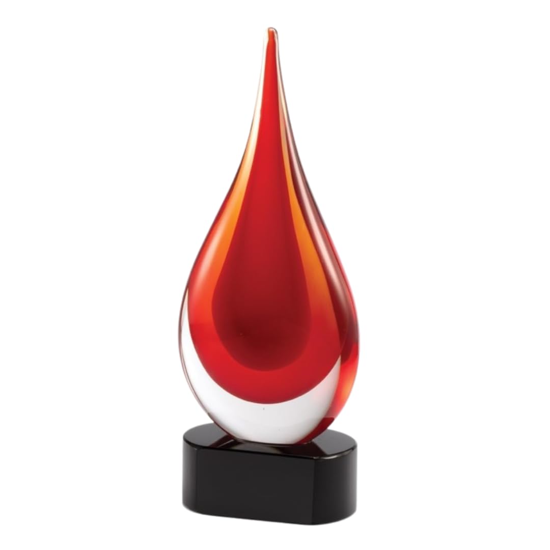 Handcrafted Large Art Glass Raindrop/Teardrop (10.25+ Inches) - Free Custom Engraving - Perfect for Home Decor, Wedding Centerpieces & Unique Gifts