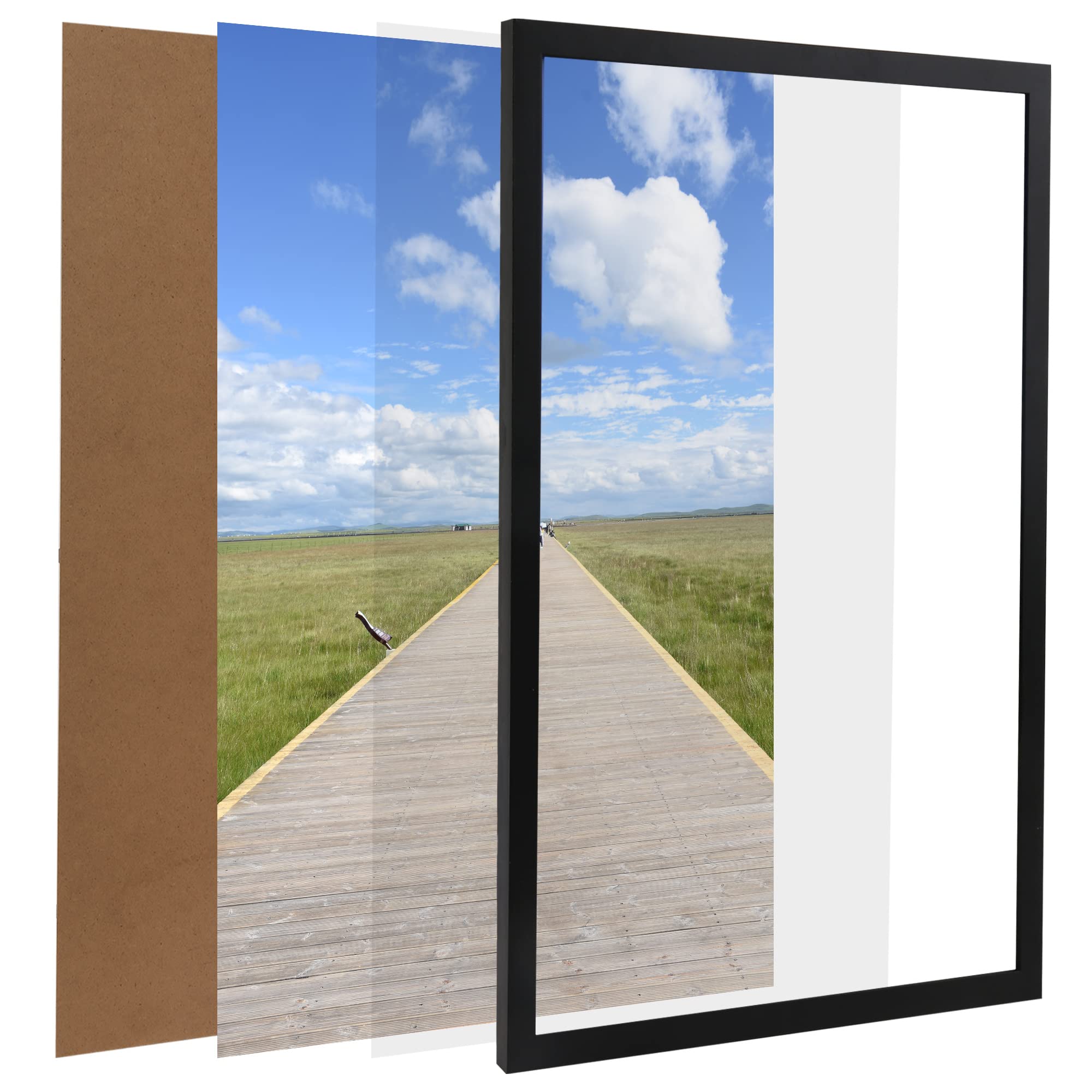 Aynoo 18x24 Black Wooden Poster Frame - Premium Wood Picture Frame for Wall Art, Gallery Collage Display - 1 Pack - Perfect for Home Decor, Office, and Gift Giving