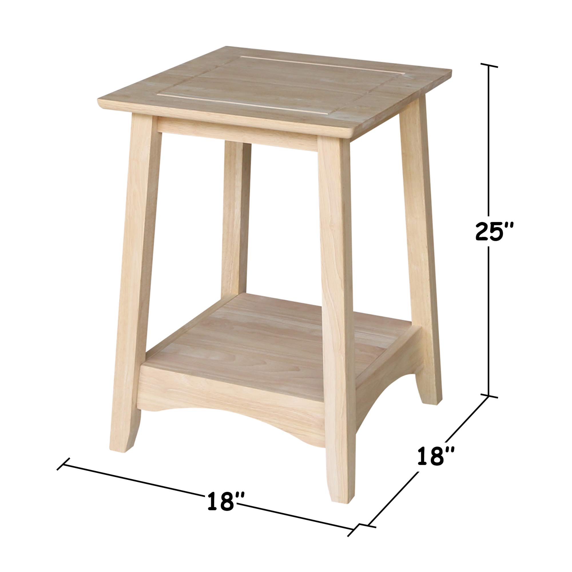 Unfinished International Concepts Bombay Tall End Table - Stylish Side Table for Living Room, Bedroom, or Office Decor