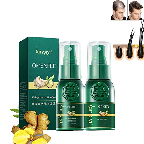 2PCS Ginger Hair Growth Essential Spray - 30ml Hair Growth Serum for Thinning & Balding, Anti Hair Loss Treatment to Repair Follicles & Promote Regrowth - Perfect for Daily Scalp Care & Natural Hair Restoration