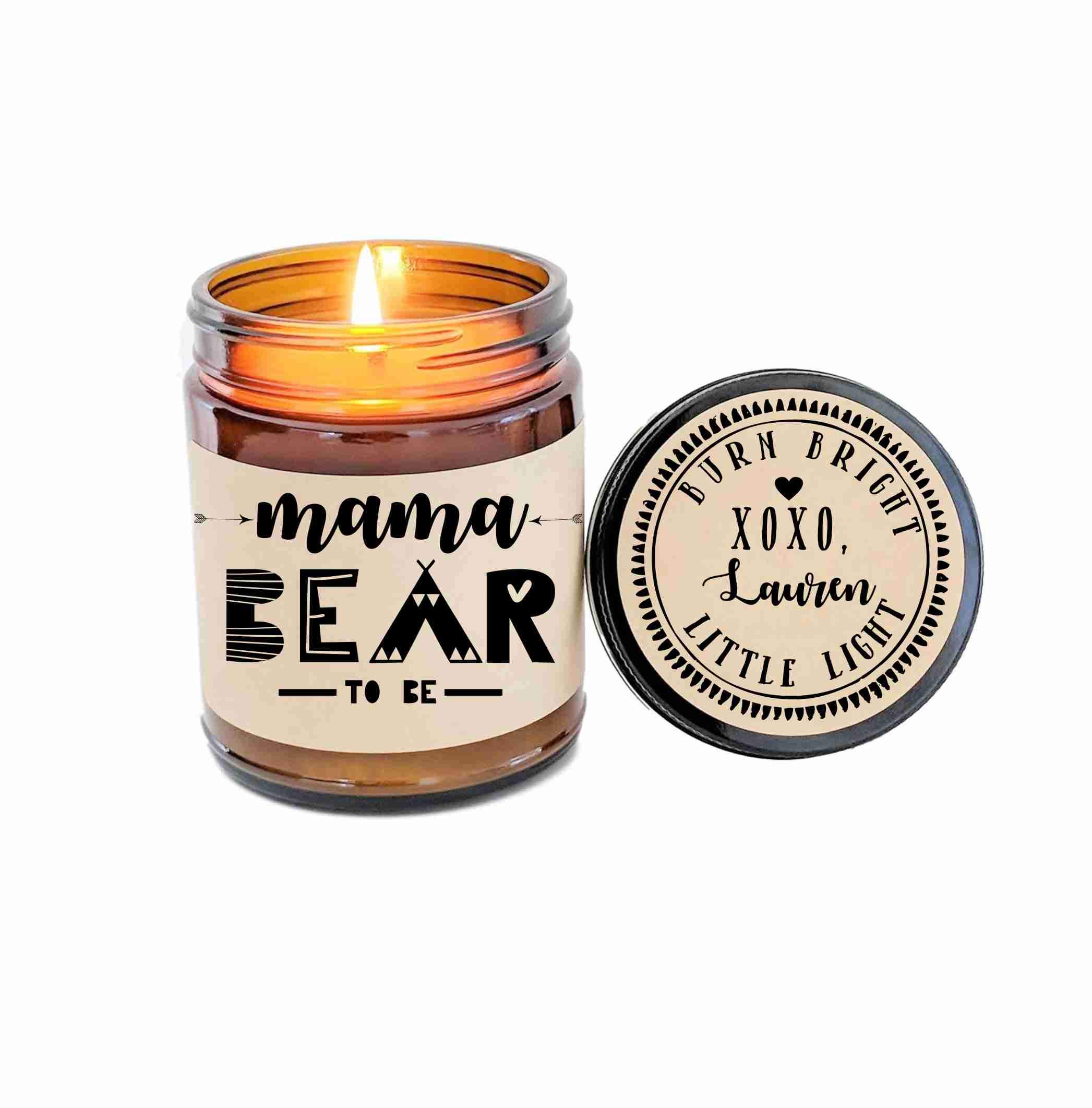 Personalized Pregnancy Gift for Mom to Be - Mama Bear Soy Candle - Thoughtful Baby Shower & Pregnancy Reveal Gift - Perfect for Nursery Decor, Relaxation & Celebrating Motherhood