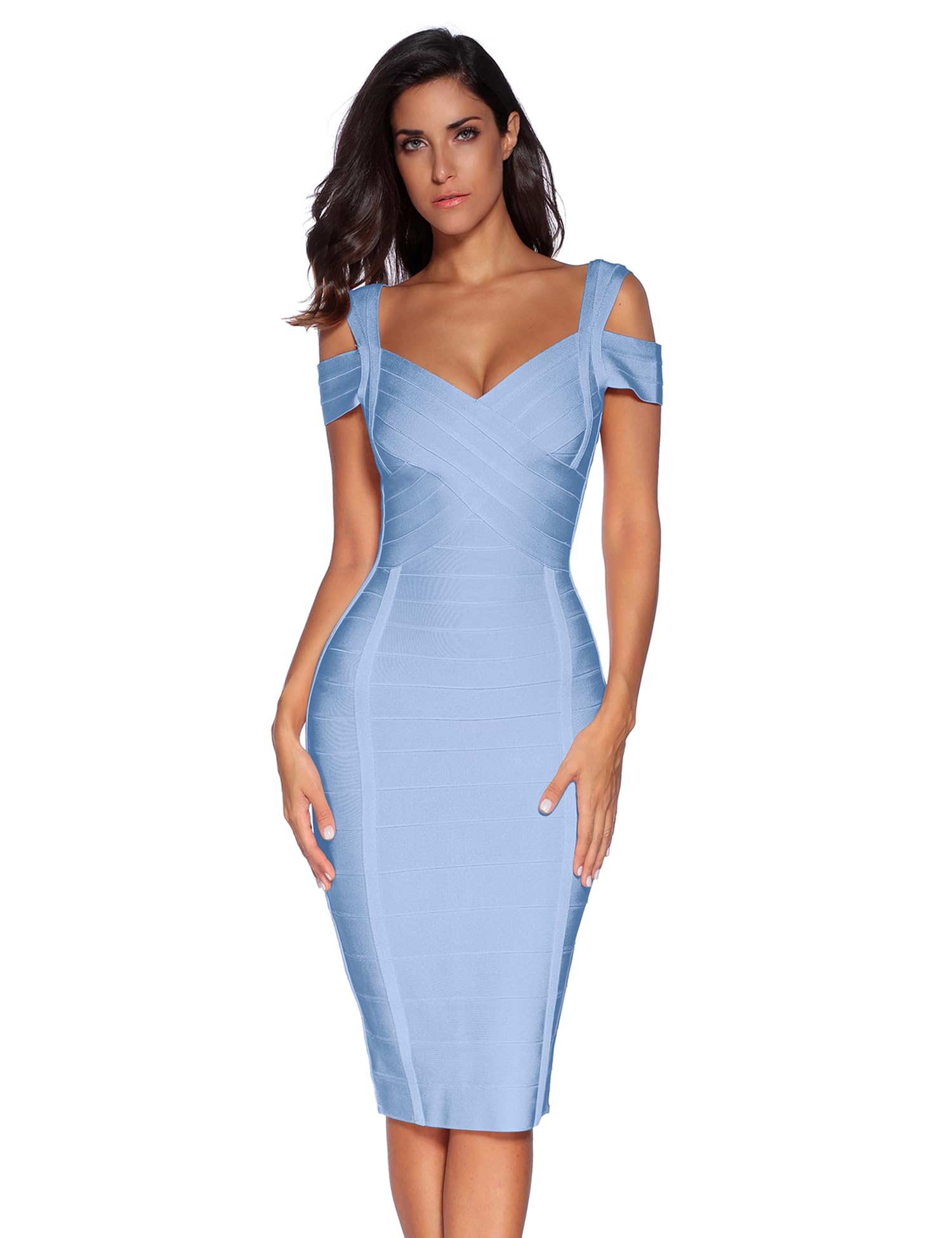 Meilun Women's Cold Shoulder Bandage Bodycon Dress - Elegant Wedding Guest, Birthday Party & Special Event Dress - Perfect for Cocktail Parties, Date Nights & Formal Occasions