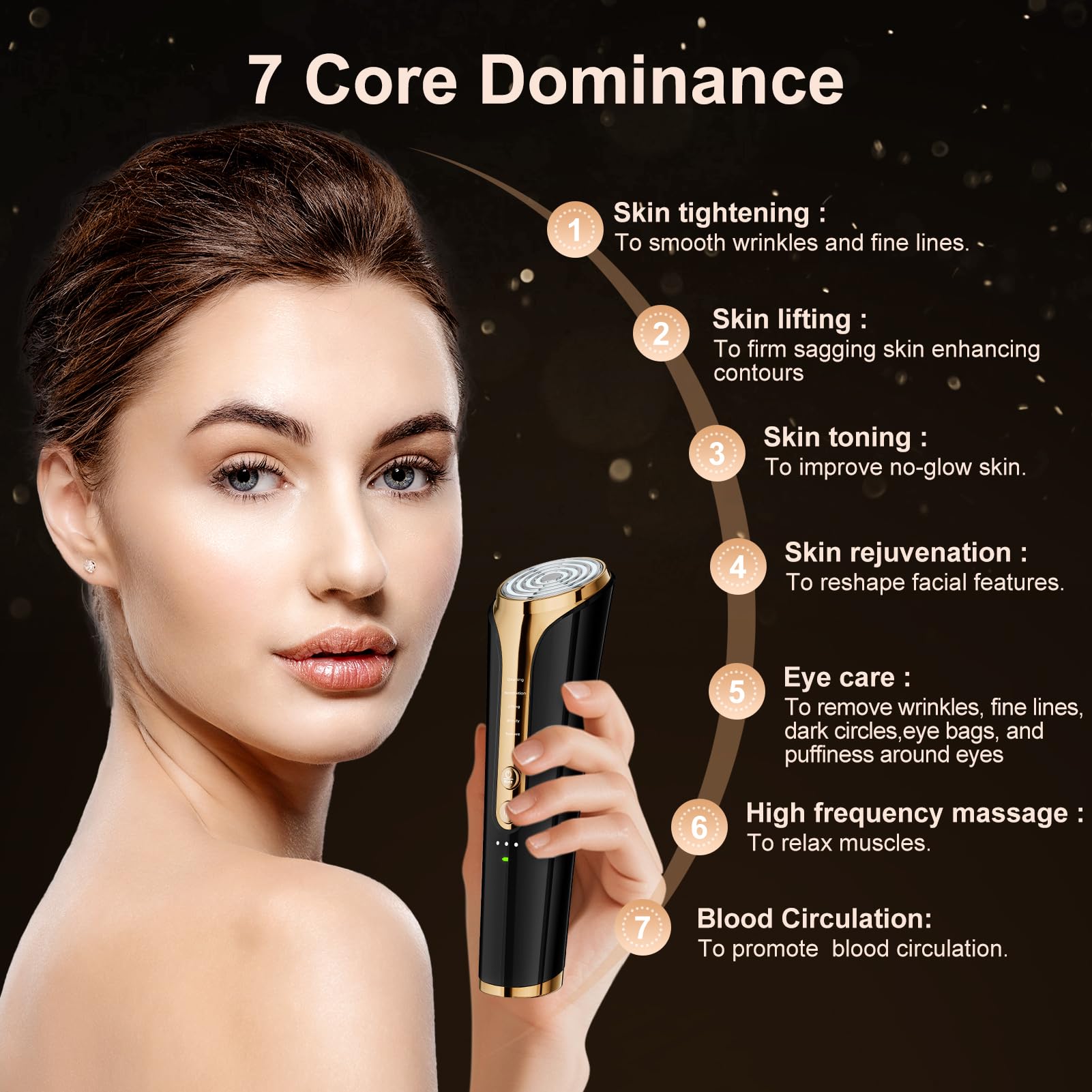 ANURAG Microcurrent Facial Device - 5-in-1 Skin Tightening Machine for Lifting, Toning & Wrinkle Reduction | Professional At-Home Facial Massager for Anti-Aging Skin Care | Perfect for Spa Days, Self-Care Routines & Beauty Treatments (Black)