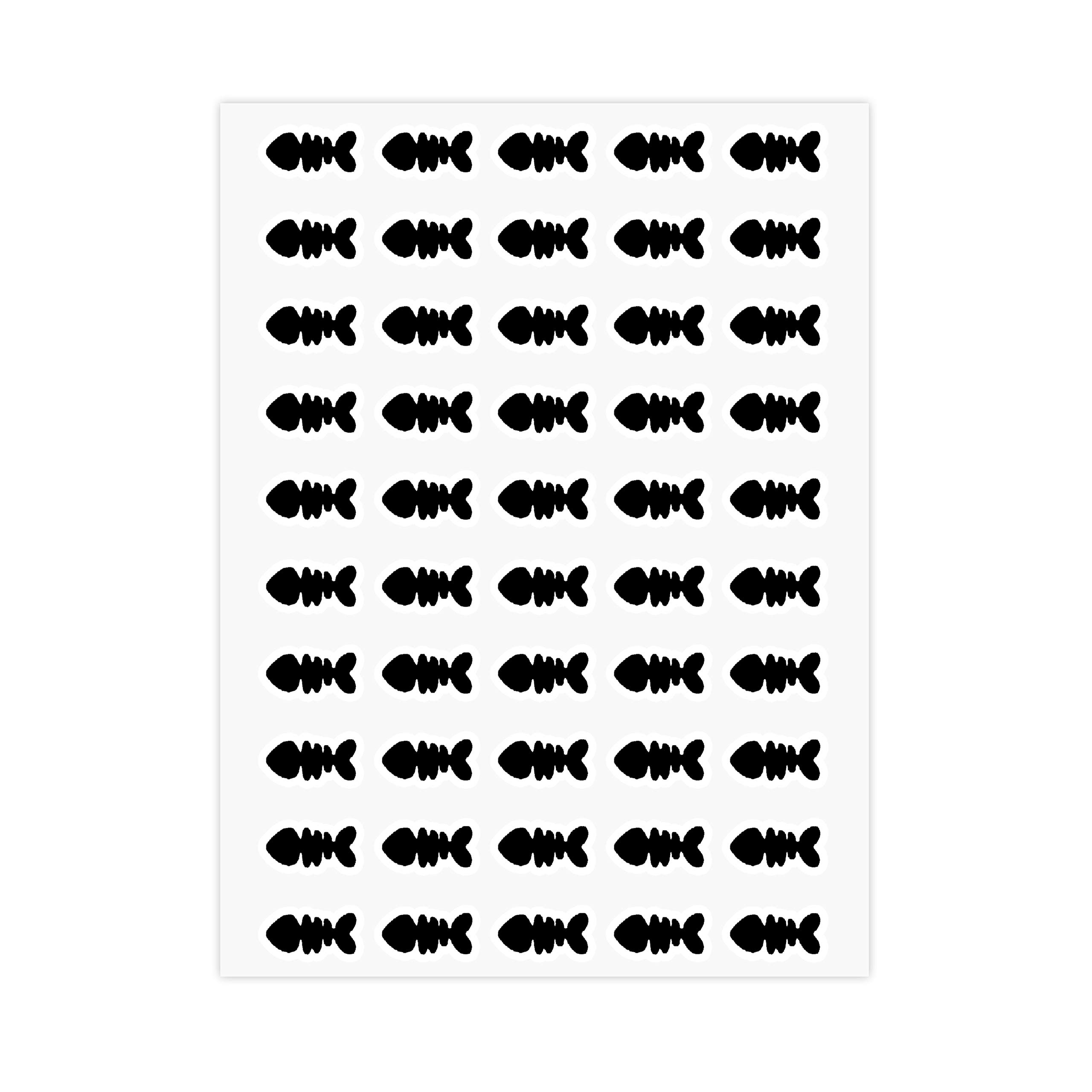 ARK Creation 50 Wedding Meal Stickers for Place Cards - Elegant Menu Choice Labels for Seafood & Meat Dishes - Perfect for Wedding, Banquet & Formal Dinner Place Settings (Black, Fishbone Design)