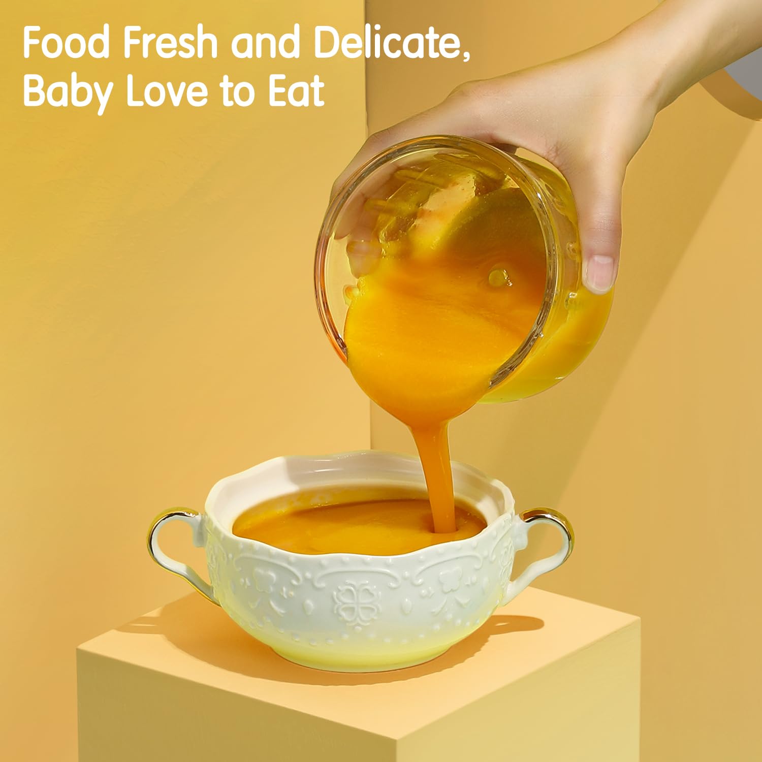 Baby Food Maker & Processor - Fresh Homemade Puree for Fruits, Vegetables & Meat | Nutritious Meals for Infants & Toddlers | Easy to Use & Clean | Perfect for Home, Travel & Daycare (White)