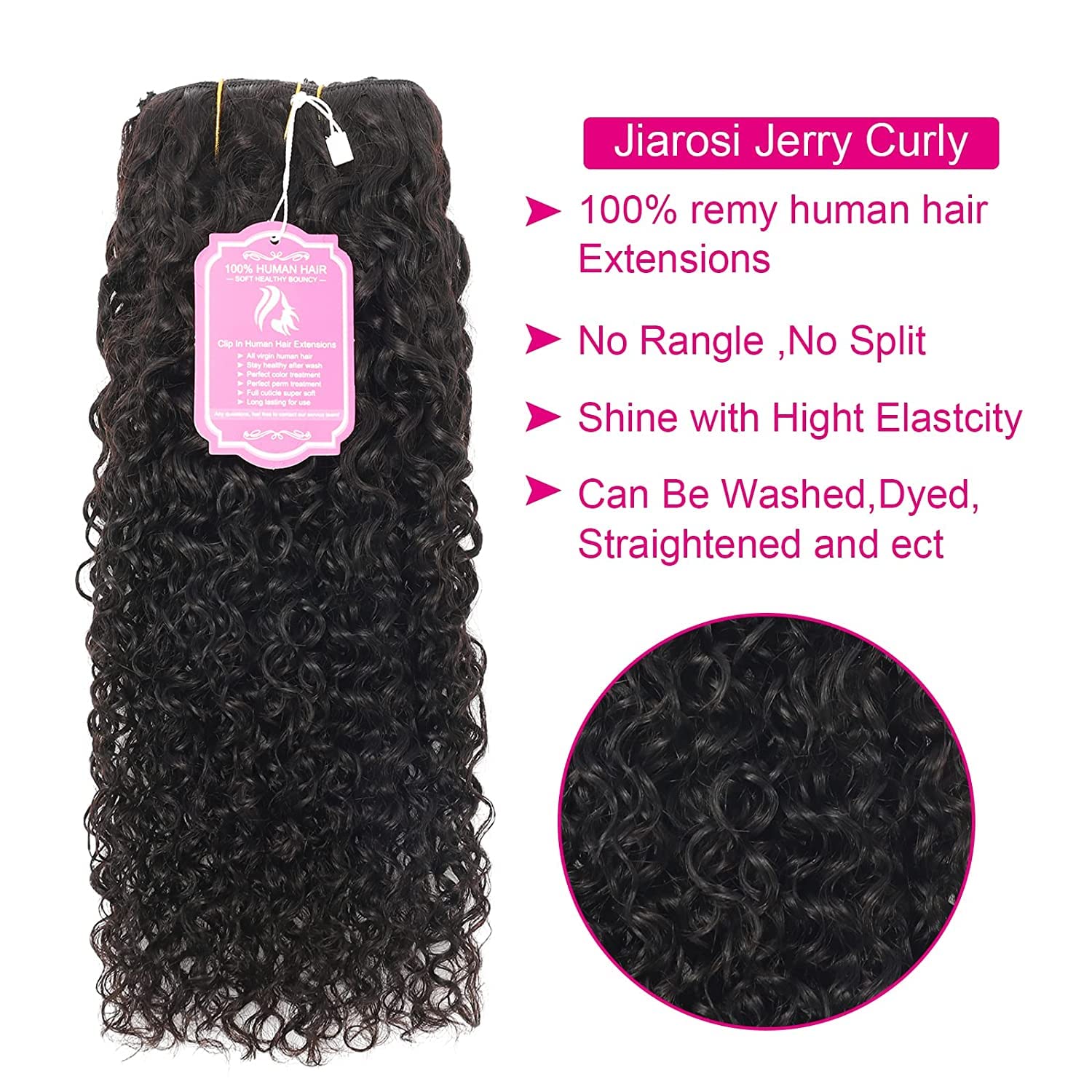 Jerry Curly Clip in Hair Extensions 14 Inch Real Human Hair 3B 3C Curly Hair Weft - 7Pcs Brazilian Virgin Hair with 24 Clips for Black Women | Easy to Blend, Natural Look | Perfect for Daily Wear, Parties & Special Occasions