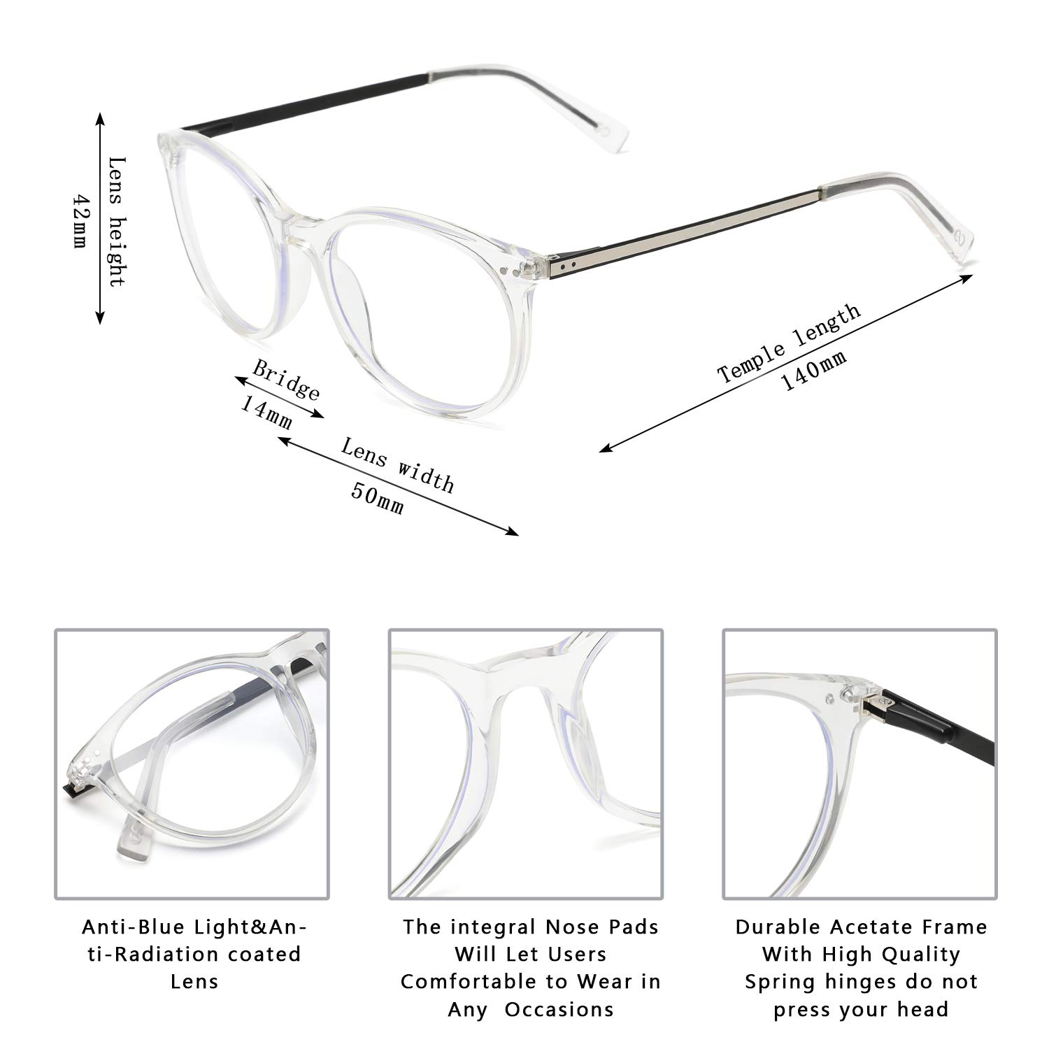 Zero D Clean Lens Blue Light Blocking Glasses for Computer Gaming, TV & Phone Use - Anti Eyestrain Eyewear for Men & Women (1903) | Reduce Digital Eye Fatigue for Work, Gaming & Screen Time