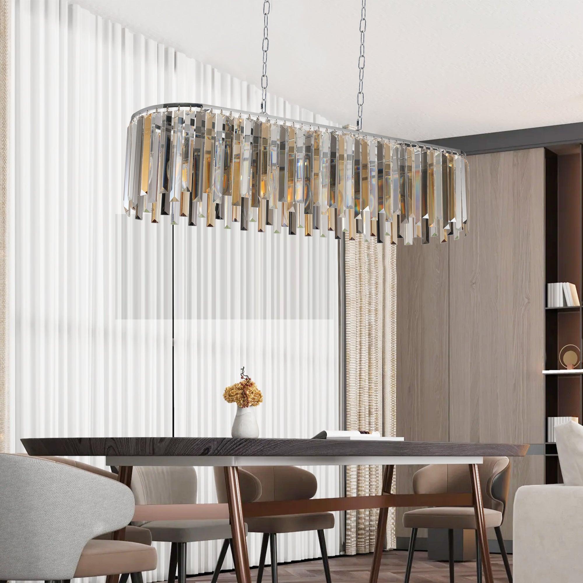 Elegant 39-Inch Crystal Ceiling Chandelier with Metal Frame & K9 Crystals - Perfect for Dining Room, Living Room, or Bedroom Lighting Decor