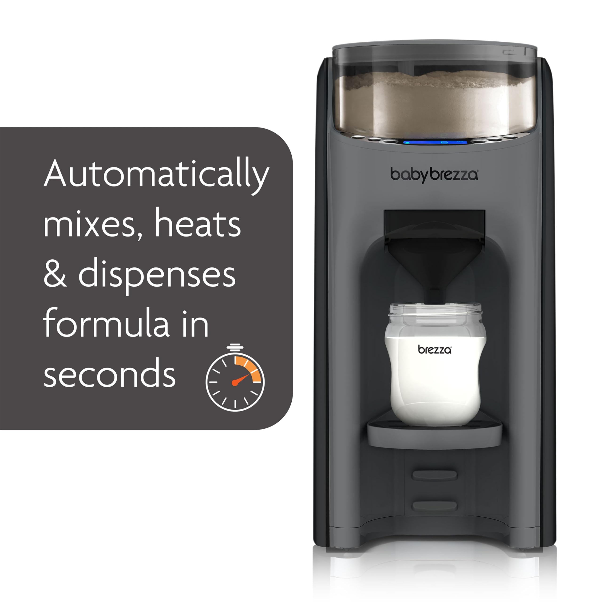 Baby Brezza Formula Pro Advanced Formula Dispenser Machine - Automatic Warm Baby Bottle Maker with Powder Mixing Technology (Charcoal) - Perfect for Late Night Feedings & On-the-Go Parents