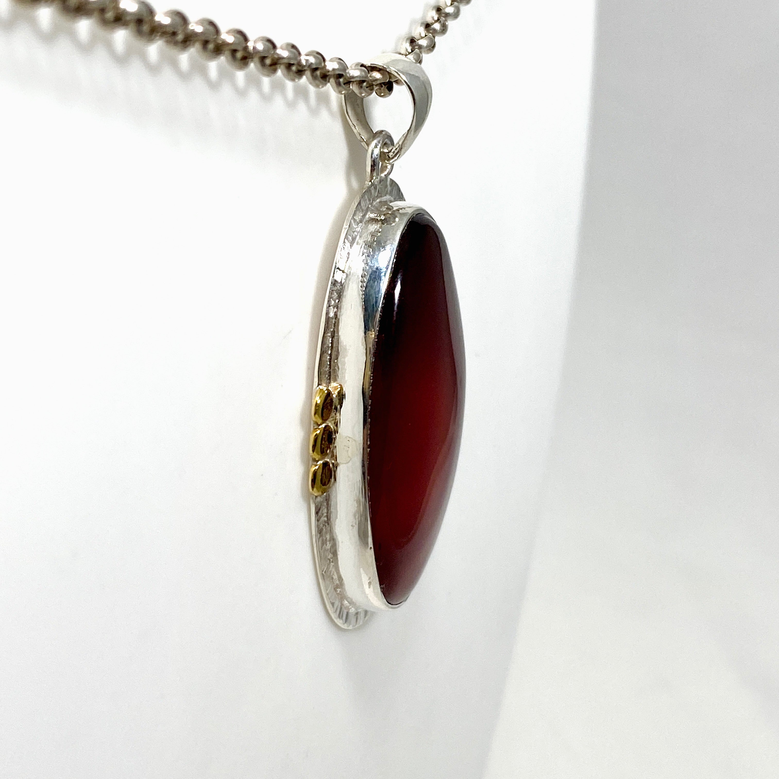 Natural Carnelian Oval Pendant with Brass Decorative Setting - Handmade Jewelry for Women, Gift for Her | Spiritual Healing, Meditation & Everyday Elegance