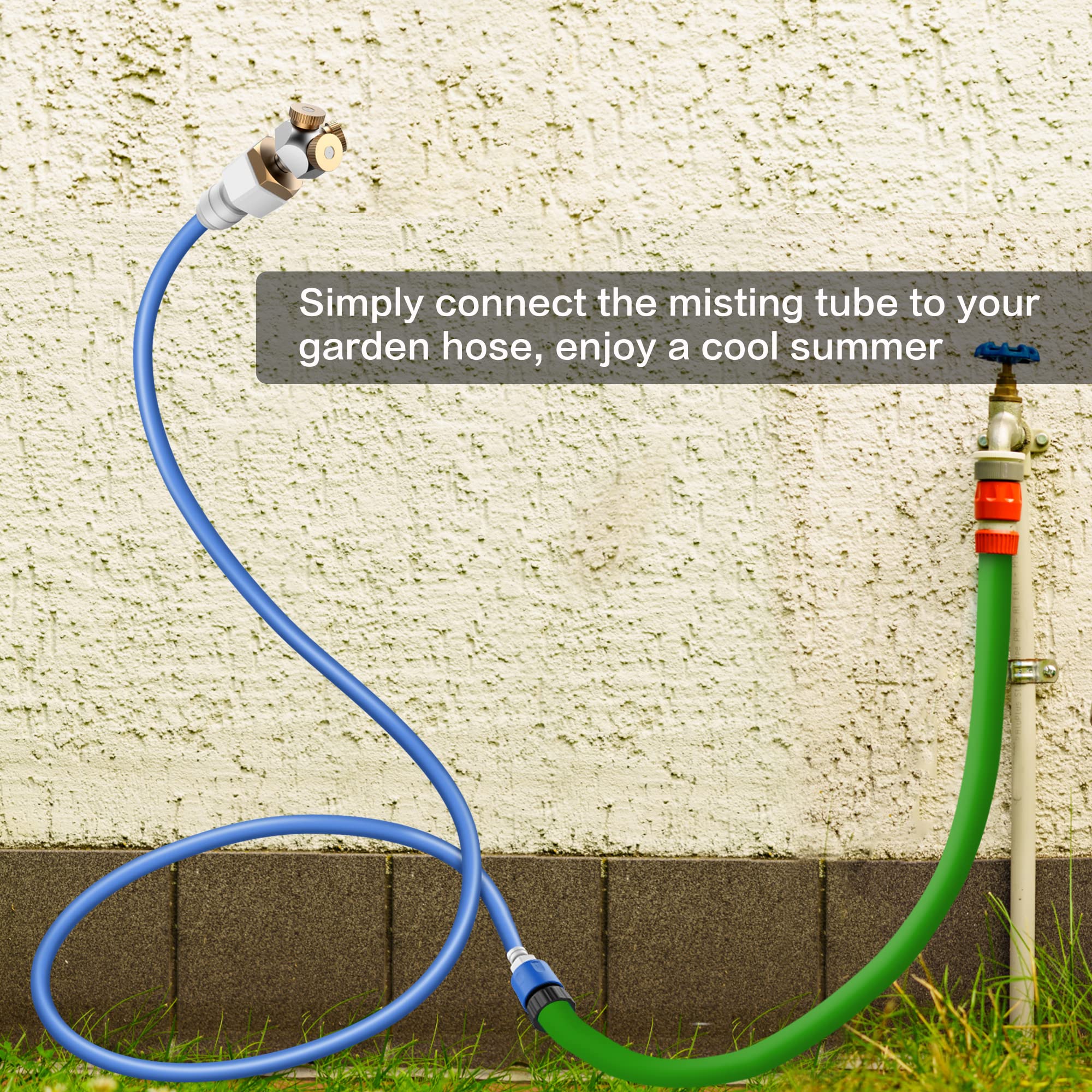3-Way Fine-Mist Leak-Proof Outdoor Misting System - 6.6FT Cooling Hose for Patio, Greenhouse, Chicken Coop & Pool | Perfect for Summer Backyard, Garden & Pet Areas