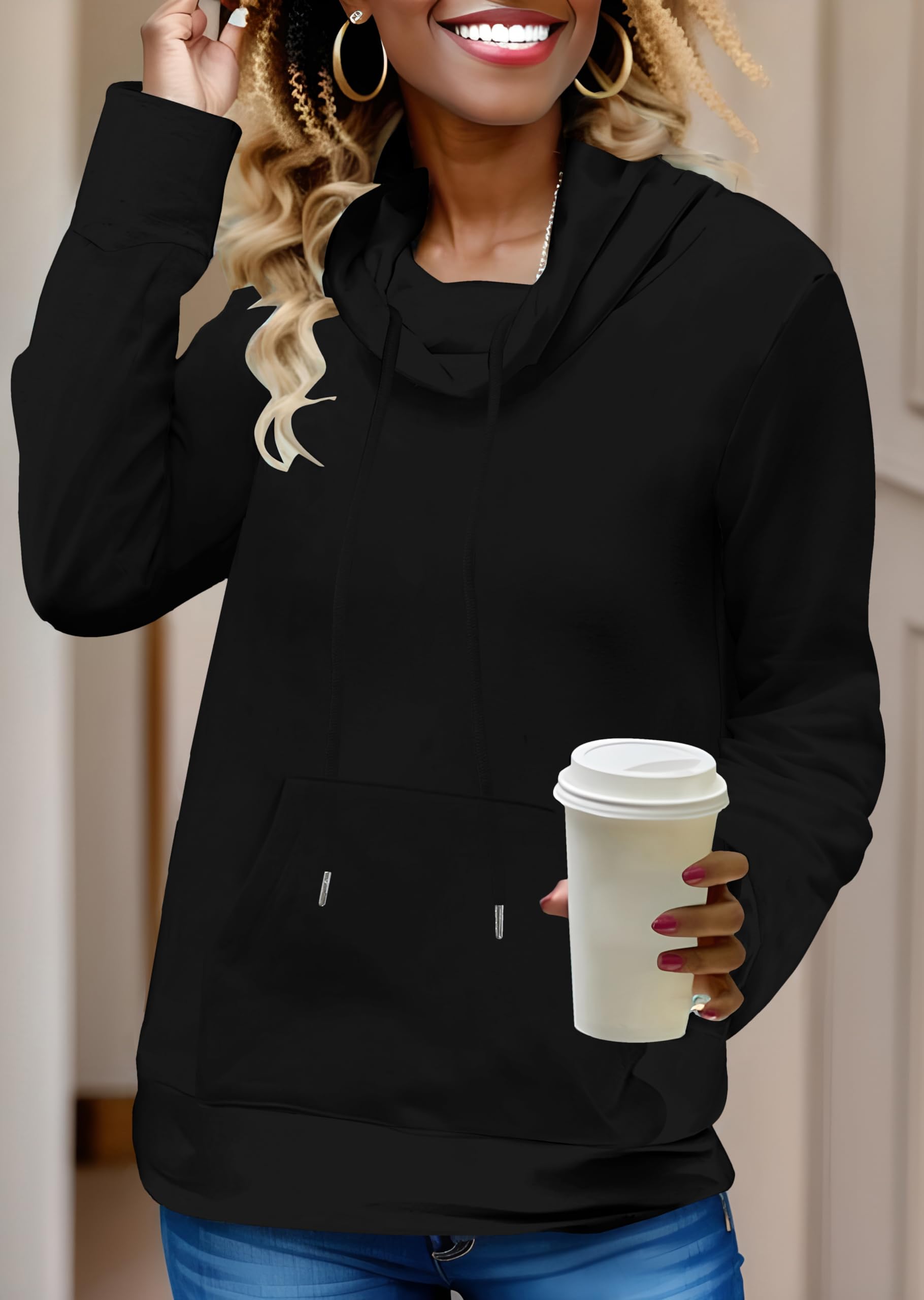 Women's Casual Long Sleeve Pullover Sweatshirt | Soft & Comfortable Nimsruc Hoodie | Perfect for Lounge Wear, Workout & Everyday Outfits