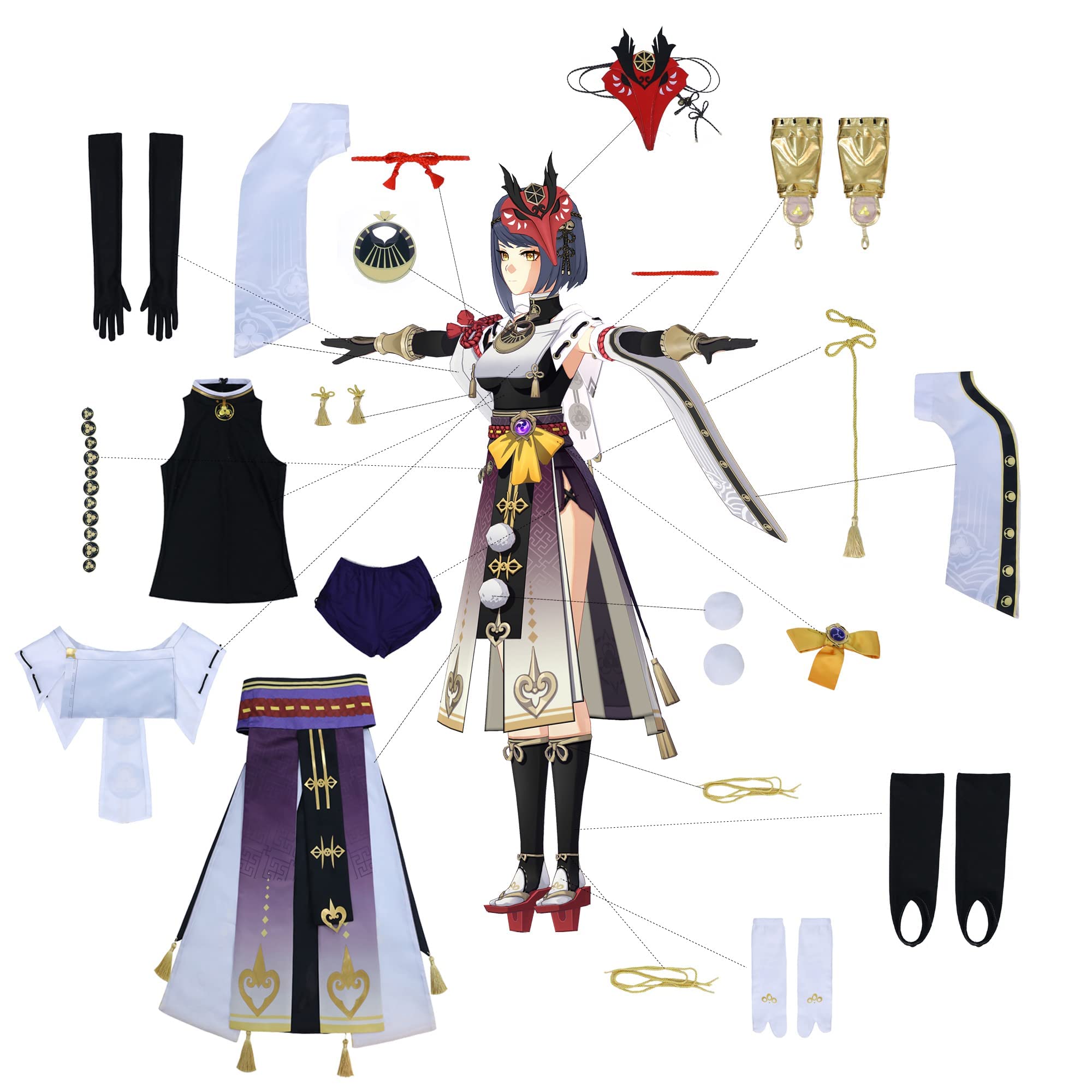 NSPSTT Kujou Sara Cosplay Costume for Women - Anime Genshin Impact Halloween Outfit | Perfect for Cosplay Events, Halloween Parties, and Anime Conventions