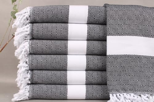 Personalized Monogrammed Beach Towel - Custom Black Diamond Turkish Towel 40x70 Inches - Soft & Absorbent Beach Blanket for Pool, Vacation, Summer Gifts