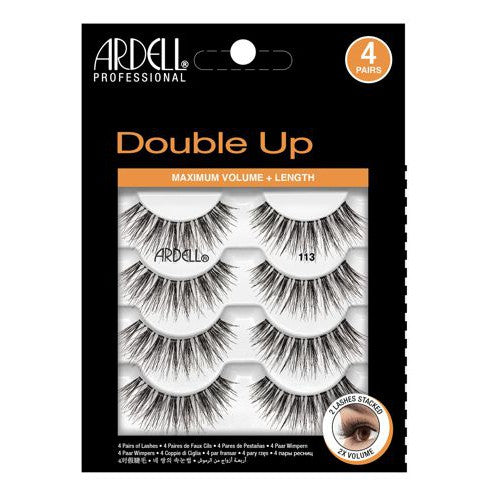 Ardell Strip Lashes Multipack - 4 Pack Double Up Wispies 113 | Natural Looking False Eyelashes for Everyday Wear & Special Occasions