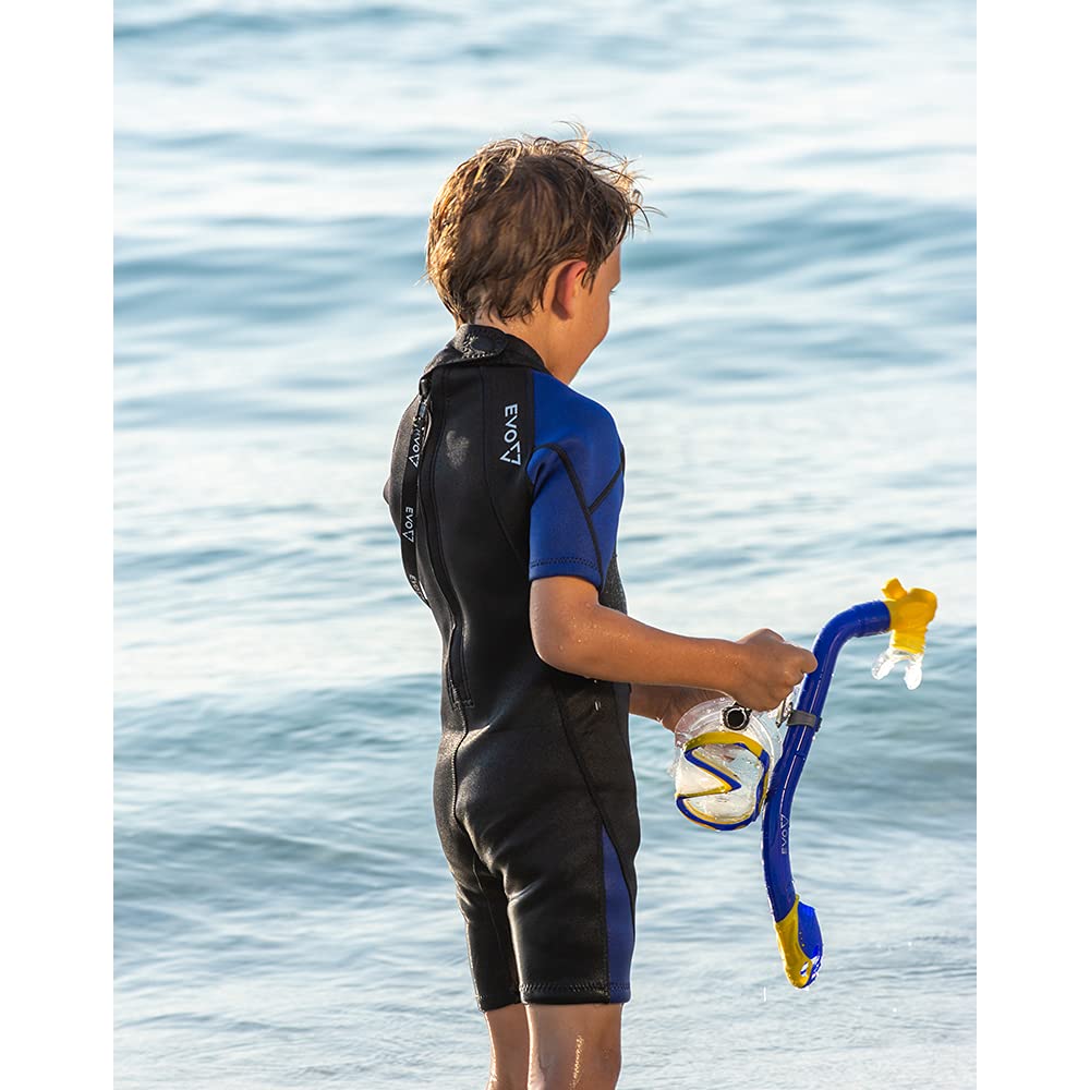 EVO One Dry Snorkel for Kids - Comfortable Snorkeling Gear with Splash Guard & Lower Purge Valve - Best Swimming Accessories for Children - Perfect for Pool, Beach & Ocean Adventures