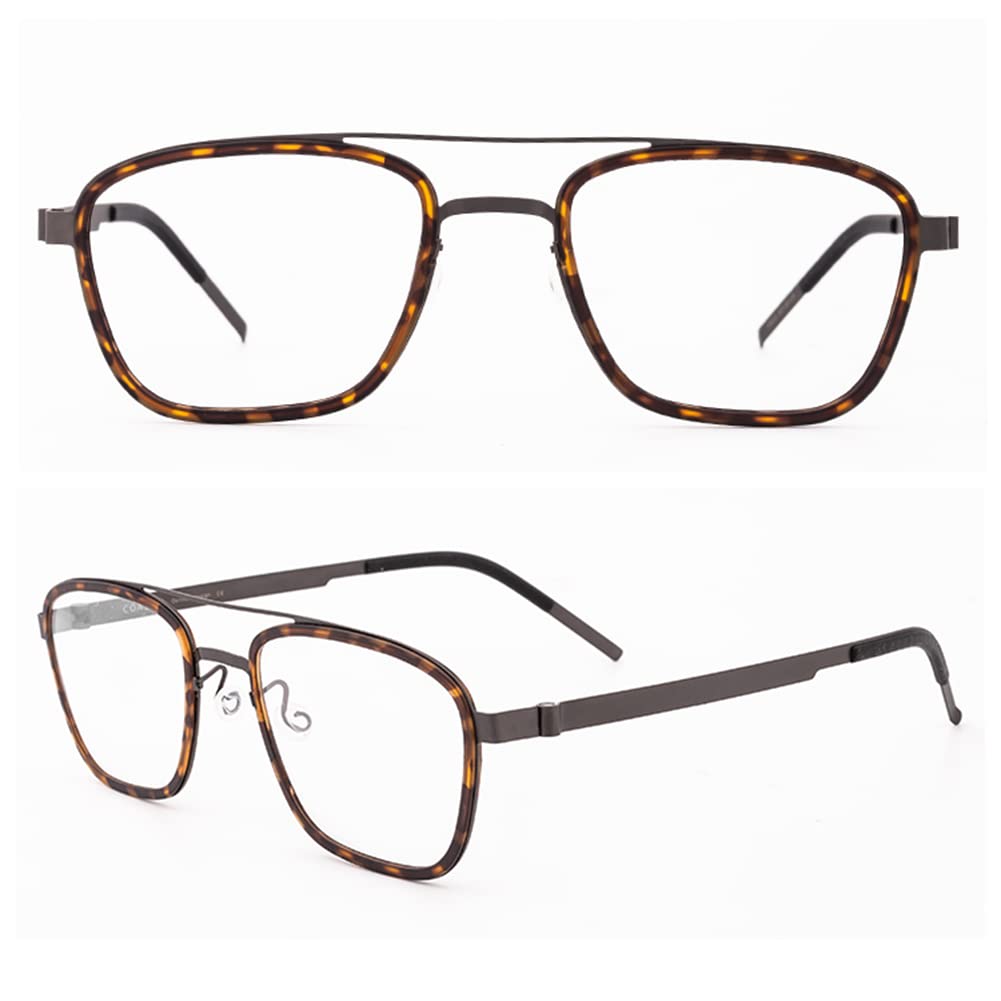 Retro HD Blue Light Blocking Glasses for Men - Pure Titanium Frame with 1.56 Aspherical Resin Lenses (+1.0 to +3.0 Diopter) - Reduce Eye Strain for Computer Work, Reading & Gaming