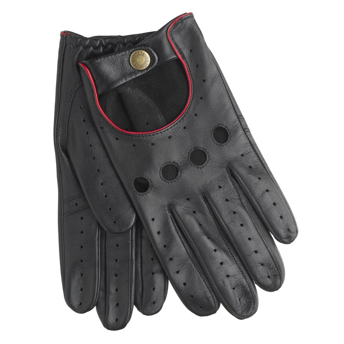 Men's Delta Leather Driving Gloves - Premium Red Genuine Leather Touchscreen Compatible for Sports Cars & Winter Driving