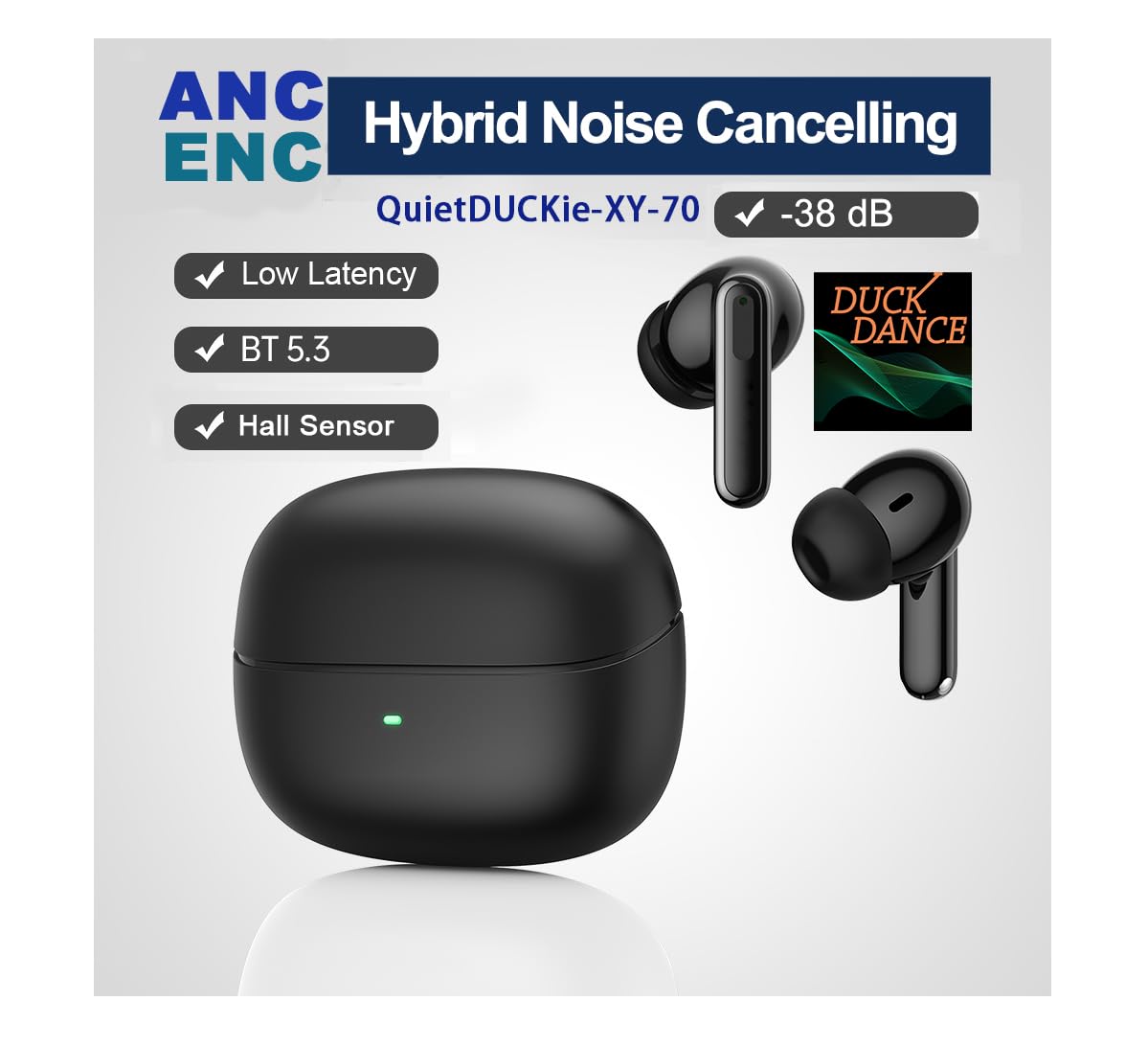 Premium Active Noise Cancelling Bluetooth Earbuds with Qi Wireless Charging, Hall Switch Technology & Dual Mic (ANC+ENC) - Includes Travel Pouch | USB-C Fast Charging | Porcelain White | Perfect for Commuting, Workouts & Travel