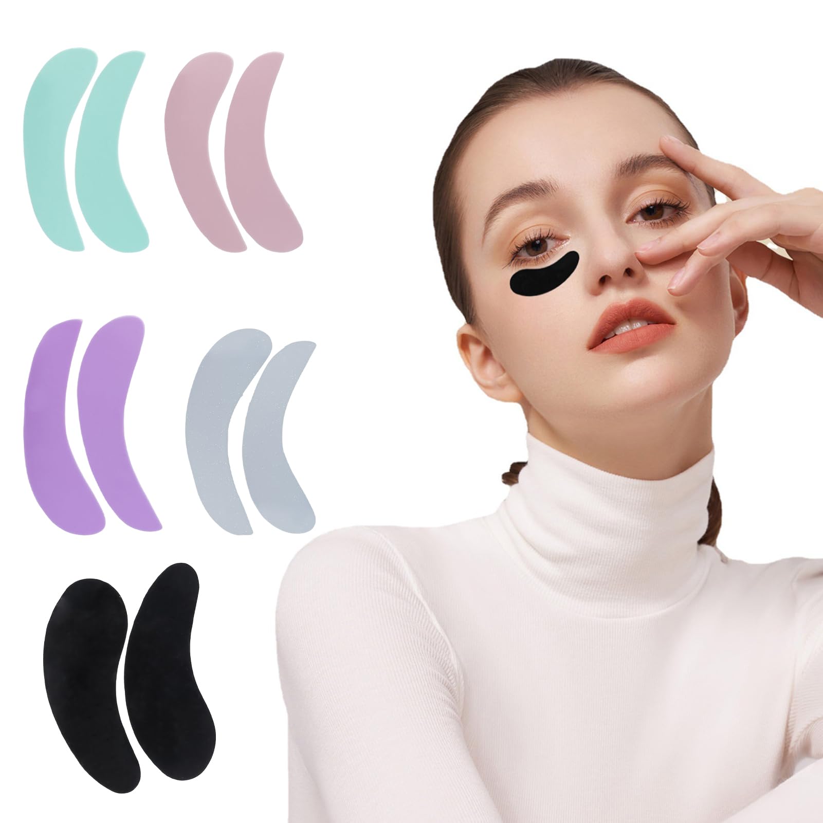 Reusable Gel Eye Ice Packs for Dark Circles & Puffiness Relief - 5 Pairs Silicone Under Eye Cooling Pads for Soothing & Refreshing - Perfect for Post-Surgery, Migraine, Allergies & Beauty Routine