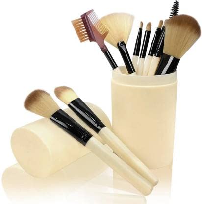 12-Piece Makeup Brush Set for Foundation, Eyeshadow, Eyebrow, Eyeliner, Blush, Powder & Concealer - Professional Cosmetic Brushes with Storage Barrel Bottle (Ivory) - Perfect for Daily Makeup, Travel & Professional Makeup Artists