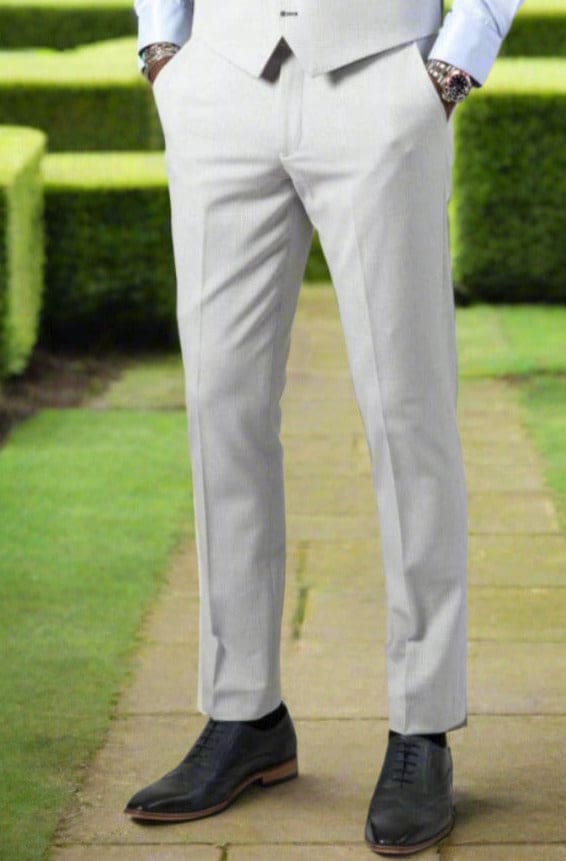 Marc Darcy Bromley Grey Stone Check Trousers for Men - Classic Checkered Dress Pants for Office, Business & Formal Occasions