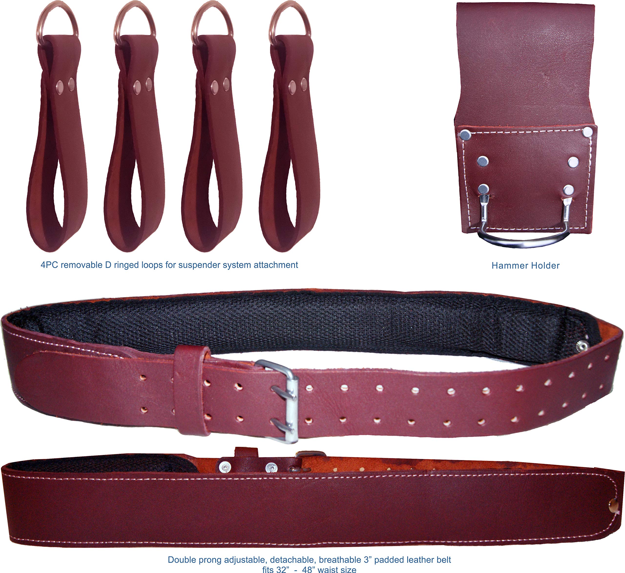 Zakco PRO-21 Heavy Duty Full Grain Leather Tool Belt for Construction Workers - Carpenter, Framer, Roofer & Handyman Tool Organizer with 2 Leather Pouches & Multiple Pockets | Perfect for Job Sites, DIY Projects & Home Renovations
