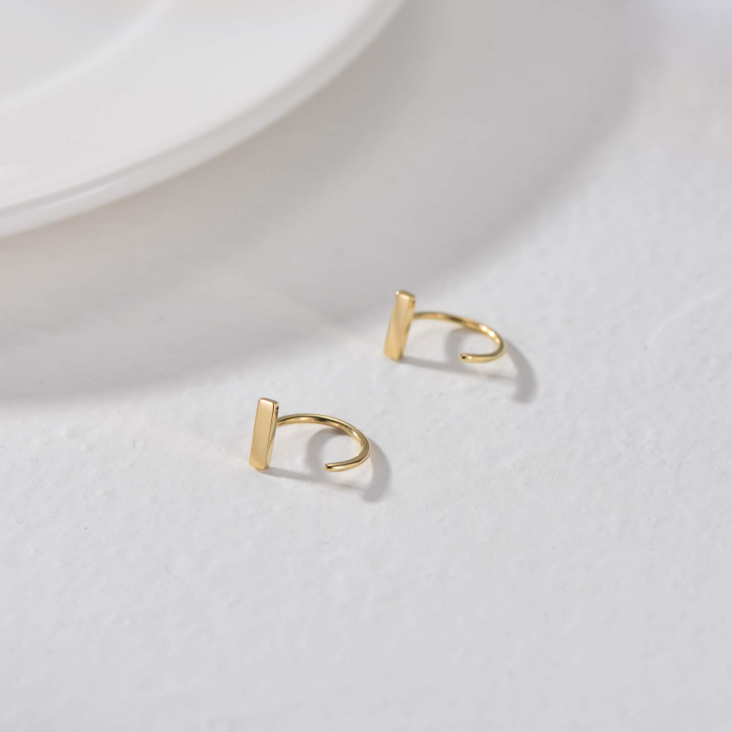 14K Gold Half Huggie Hoop Earrings for Women - Dainty Hypoallergenic Minimalist Pierced Hoops | Perfect Everyday Jewelry Gift for Girls, Teens, Brides & Special Occasions