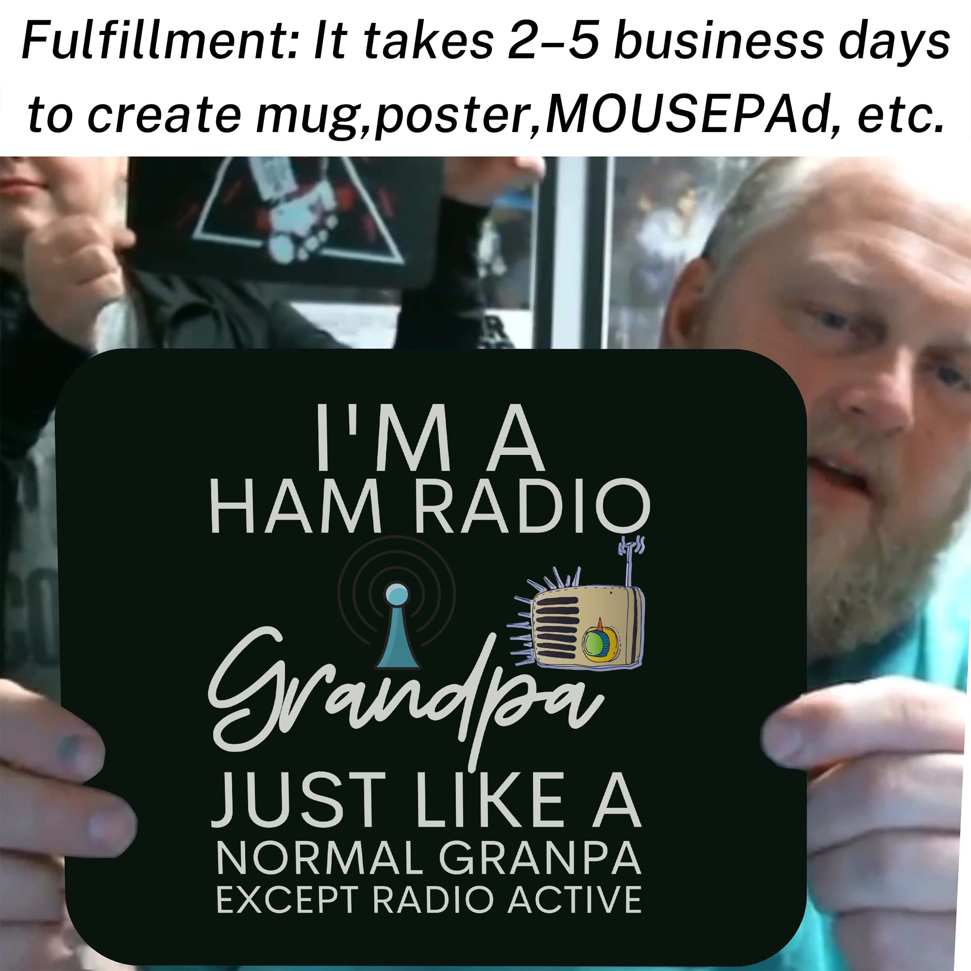 Funny Lazy Ham Radio Operator T-Shirt Design Mousepad - 9.25 x 7.75 Inch Black Office Mouse Mat for Amateur Radio Enthusiasts & Grandpa Gifts - Perfect for Computer Workstations, Gaming Setups & Radio Shacks