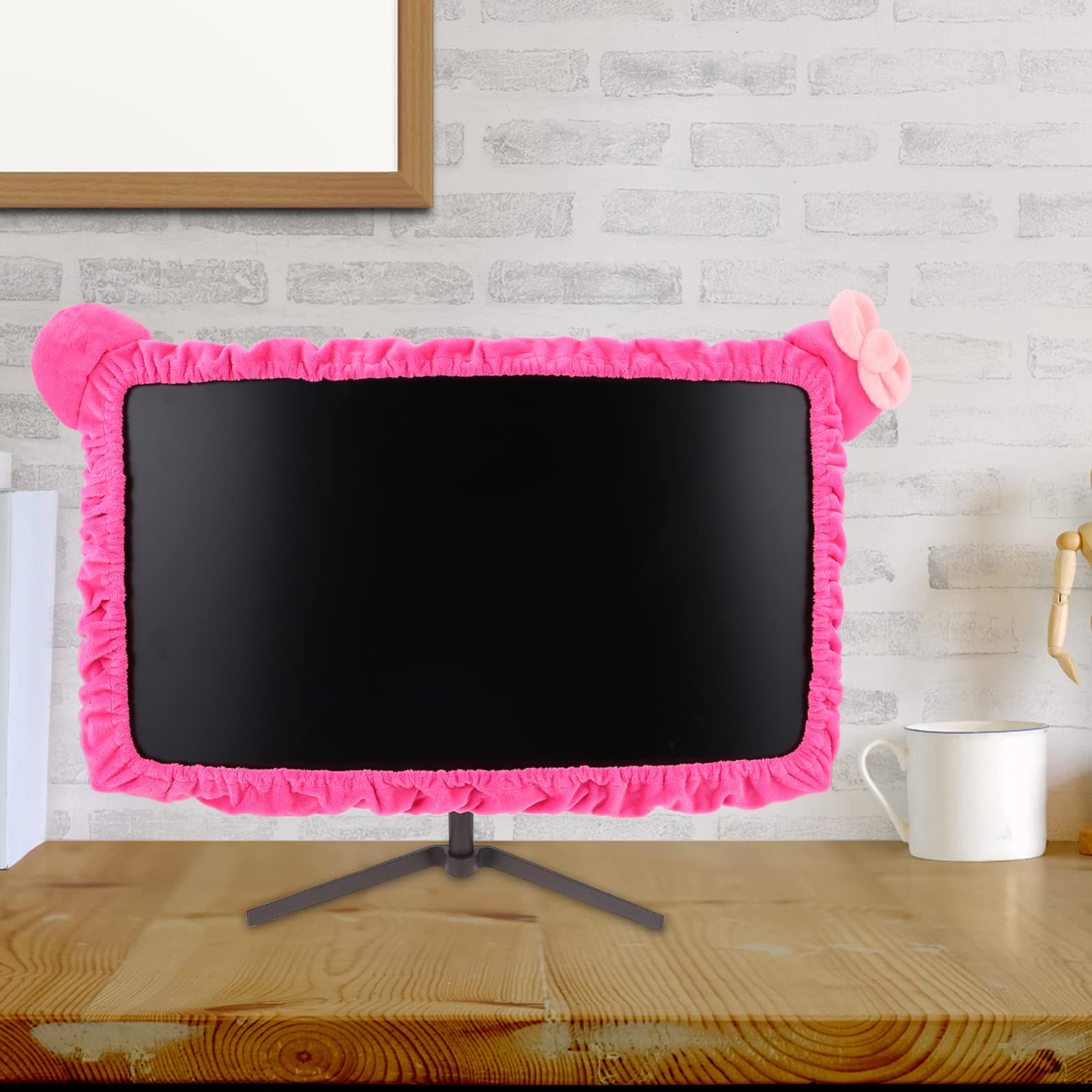 1PC Pink Computer Monitor Dust Cover - Adorable Polyester LCD Screen Protector for Desktops, Air Conditioning Units | Cute & Functional Cleaning Accessory for Home & Office Use