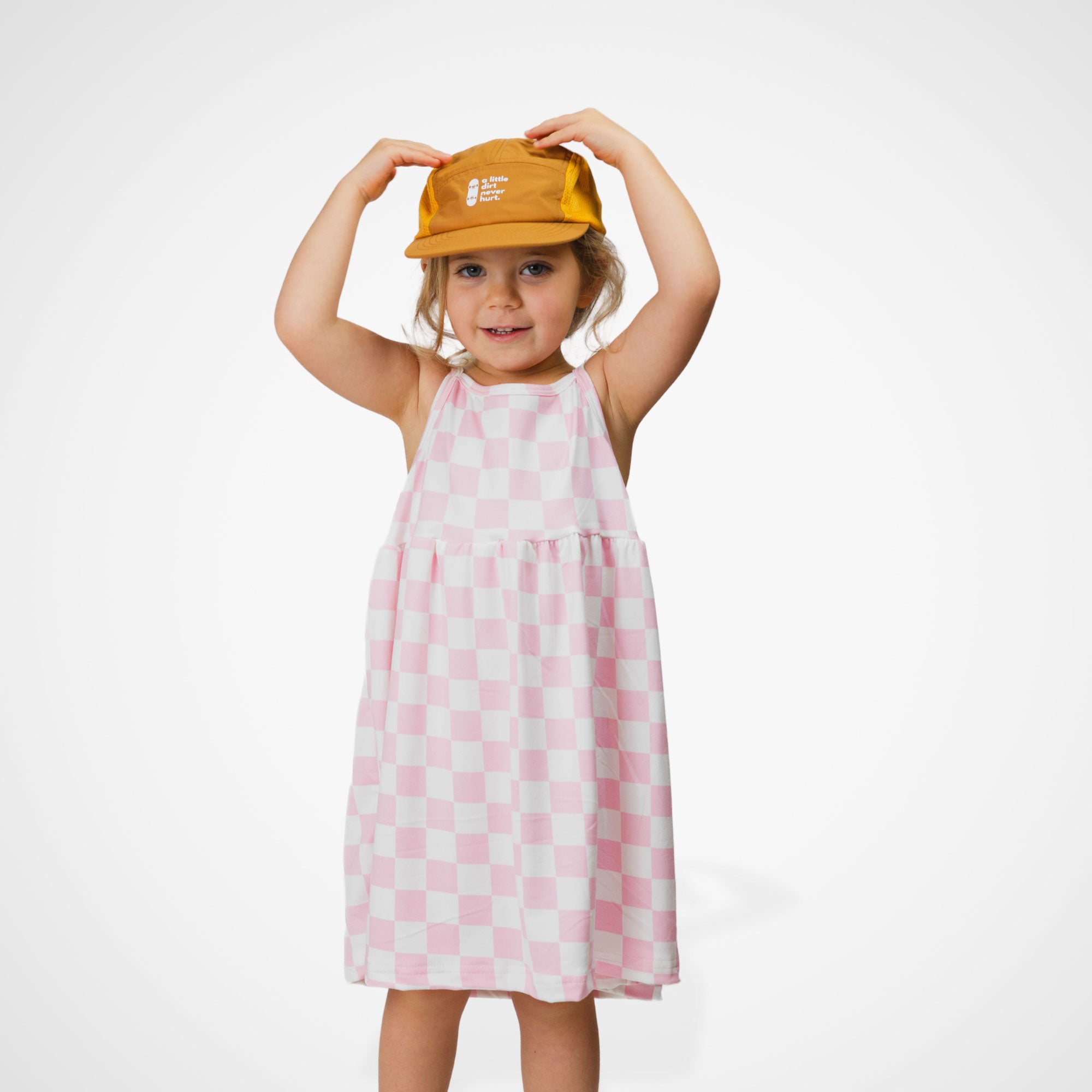 Stylish Pink Checkered Adventure Dress for Women - Perfect for Outdoor Hiking, Travel & Casual Wear