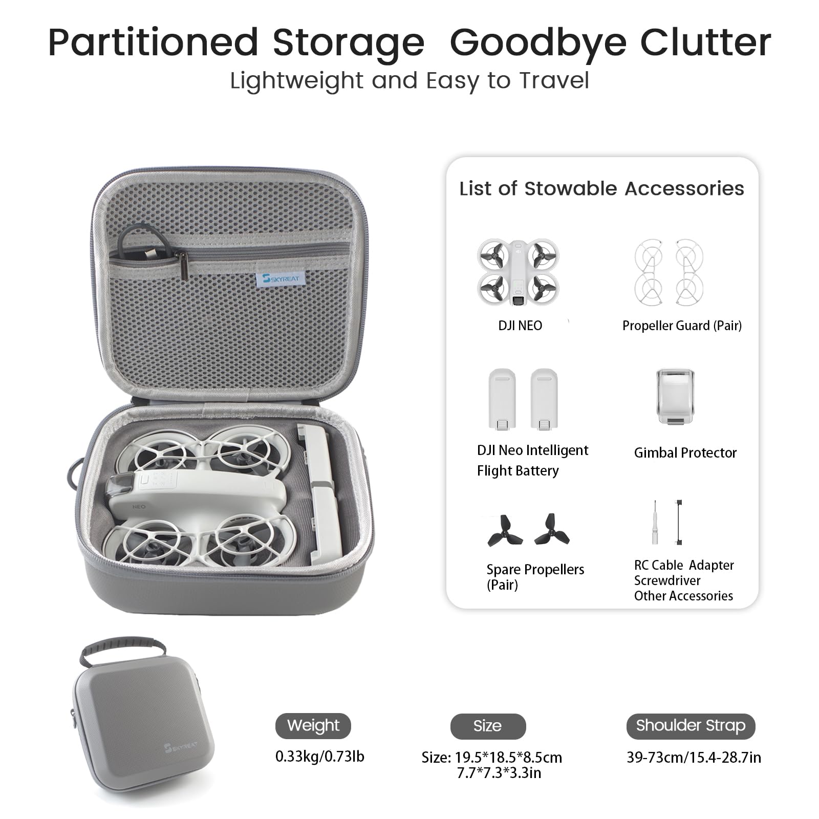 Skyreat Neo Case - Portable PU Leather Shoulder Bag for DJI Neo Drone, Batteries & Accessories | Perfect for Travel, Outdoor Adventures & Drone Storage