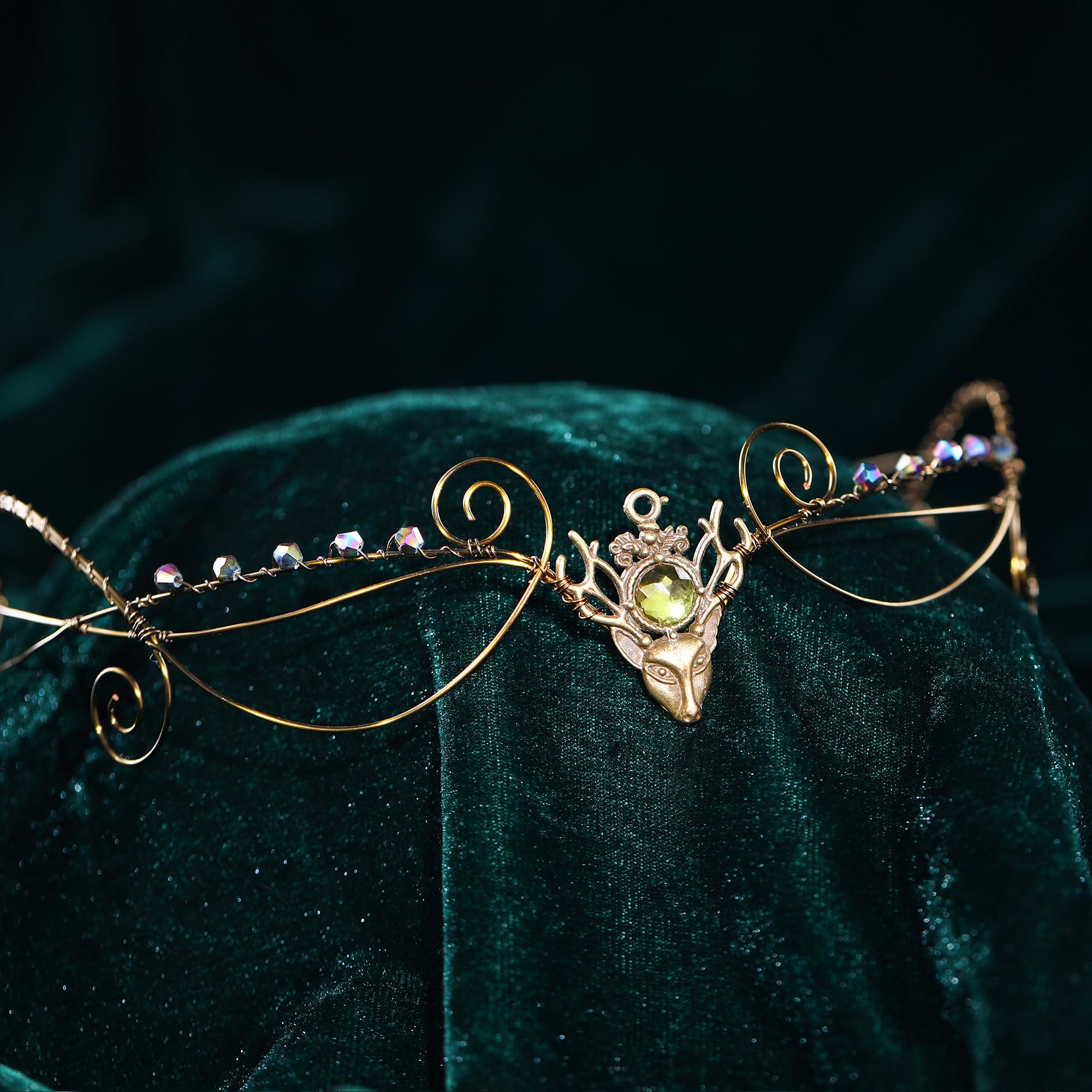 Handmade Elven Fairy Circlet - Dark Antler Headpiece for Cosplay, Renaissance Fairs & Fantasy Costumes | Bronze Deer Antler Tiara Crown for Women | Witch, Princess & Elf Costume Accessories | Perfect for Halloween, LARP & Themed Parties