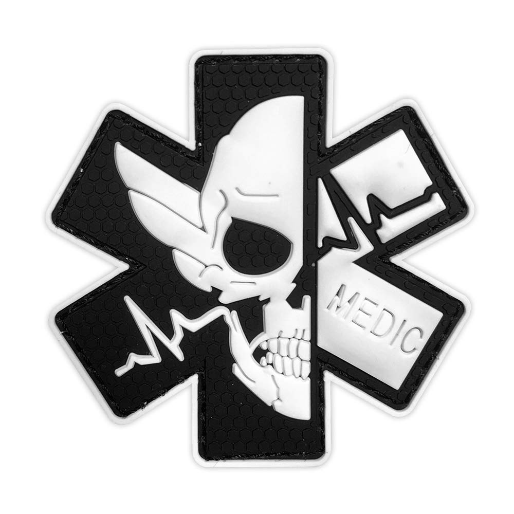Tactical EMT EMS 3D PVC Skull Morale Patch - Morton Home Medical First Responder Badge for First Aid Kits, Uniforms & Backpacks | First Responder Accessories for EMT, Paramedic & Firefighter Gear
