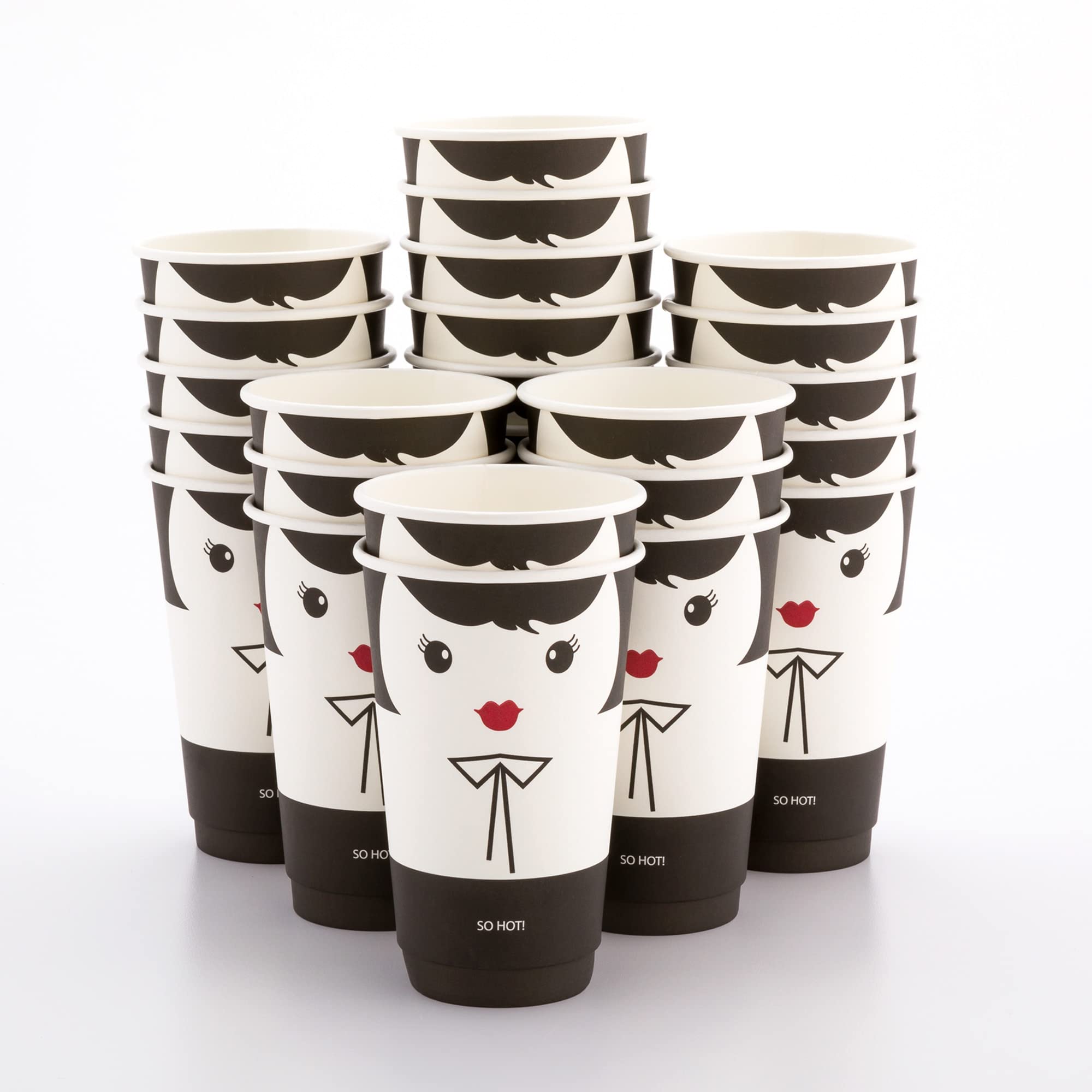 Restaurantware 16oz Disposable Coffee Cups - 500 Pack Double Wall Insulated Hot Cups for Coffee, Tea & Beverages (Black & Black Paper, Lids Sold Separately) - Perfect for Cafes, Offices & Catering Events