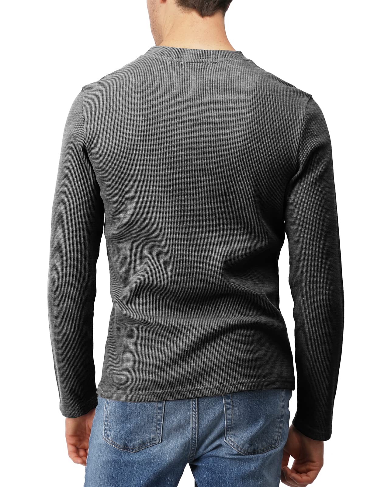 H2H Men's Casual Slim Fit Henley Cotton Shirts Long Sleeve Lightweight Waffle Fabric - Comfortable Everyday Wear for Work, Dating & Outdoor Activities